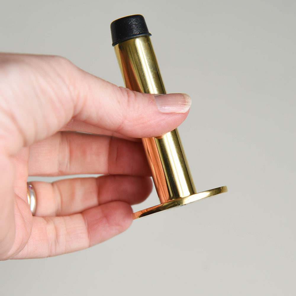 Polished Brass Door Stop - Heavy Duty Door Stopper for Home & Office - Non-Slip Floor Protector for Interior Doors - Perfect for Bedroom, Living Room & Hallway Use