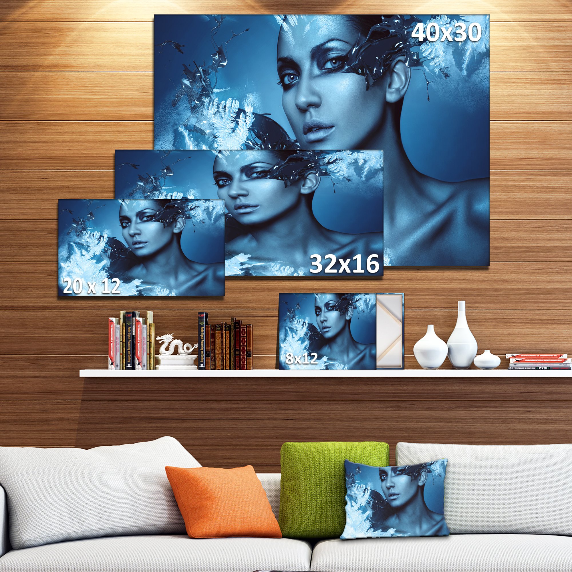 Snow Splash Portrait Canvas Art Print - Elegant Winter Woman Wall Decor for Living Room, Bedroom & Office