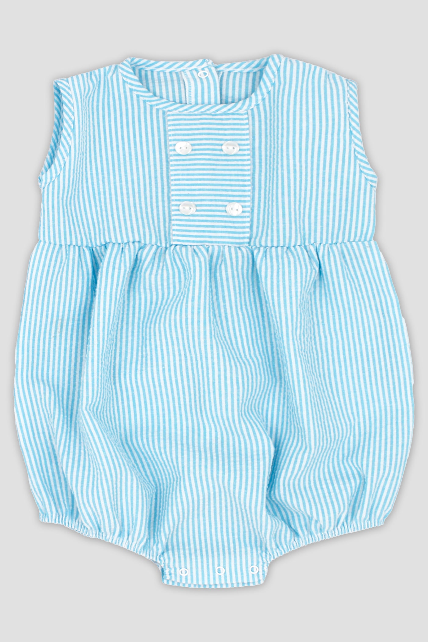 Riley Turquoise Striped Romper - Women's Summer Jumpsuit with Pockets | Perfect for Beach Vacation, Casual Outings & Music Festivals