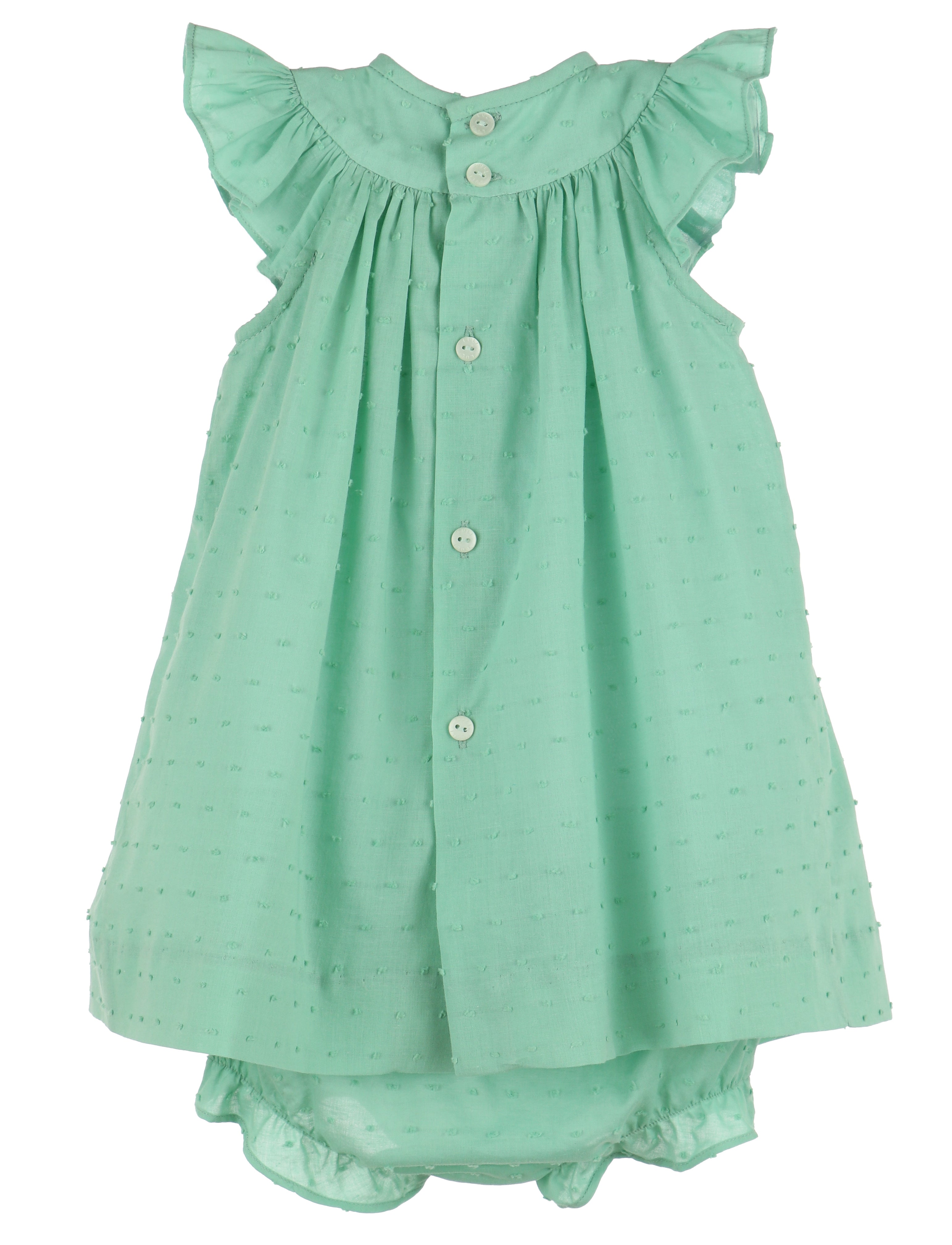 Classic Swiss Dot Bishop Dress for Women - Elegant Aqua Blue Floral Summer Dress | Perfect for Weddings, Parties & Casual Outings