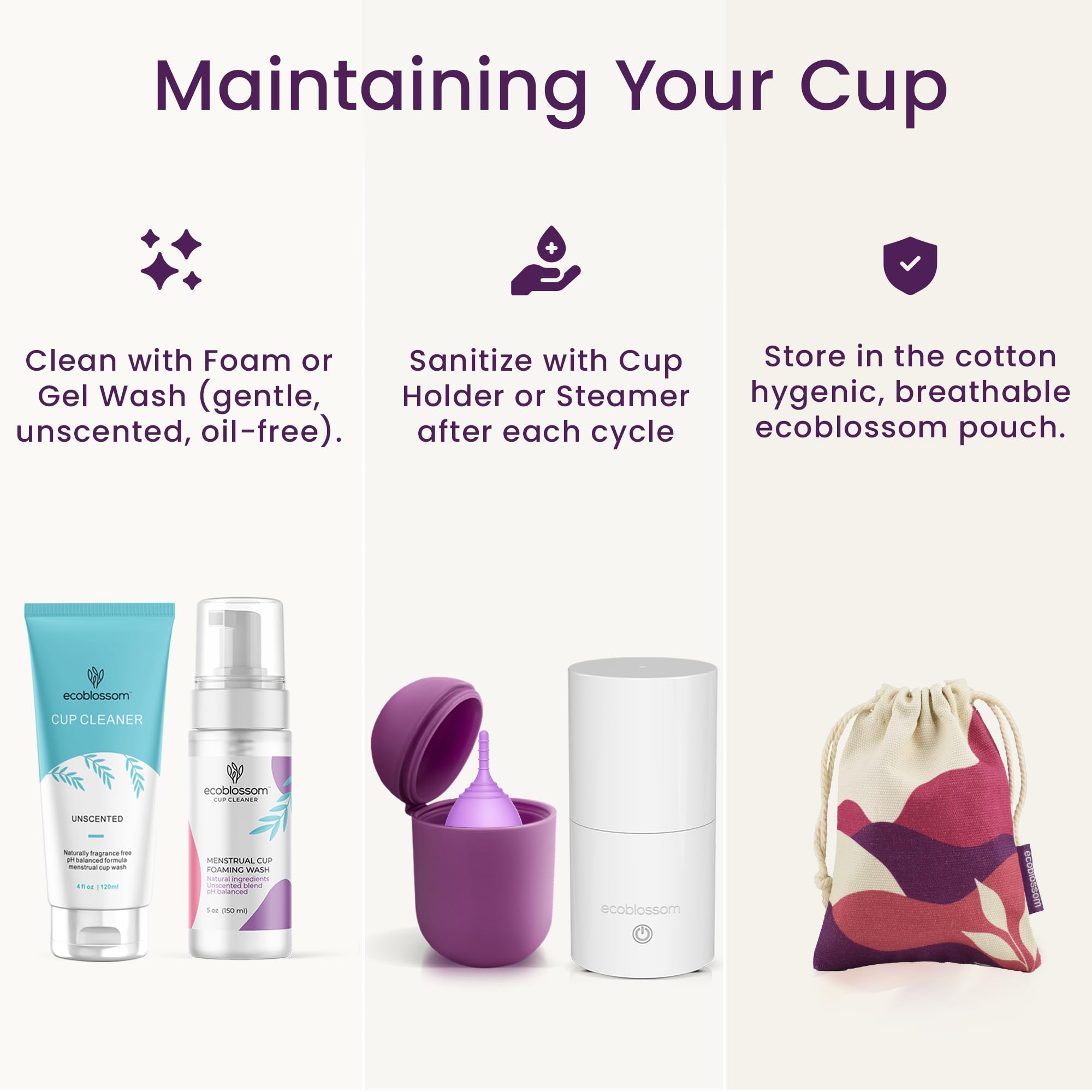 EcoBlossom Reusable Menstrual Cup Set - 2 Pack Medical Grade Silicone Period Cups for Women - Leakproof & Comfortable for 12 Hours - Ideal for Travel, Sports & Active Lifestyles