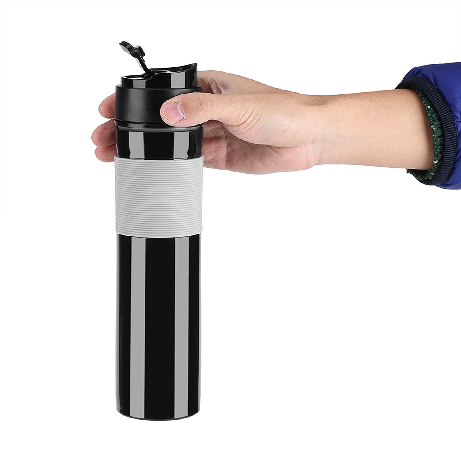 Portable Mini Espresso Maker - Handheld Manual Coffee Machine for Home, Office & Travel | Compact Pressure Espresso Maker for Camping, Hiking & Outdoor Adventures (Black)