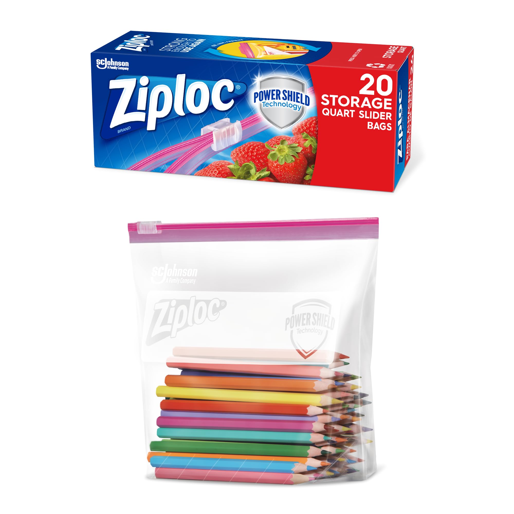 Ziploc Slider Storage Bags - 240 Count (12 Packs of 20) Quart Size Stand & Fill Bags for Food Storage, Sandwich, Meal Prep & Kitchen Organization | Perfect for Freezer, Lunch Box & Home Organization