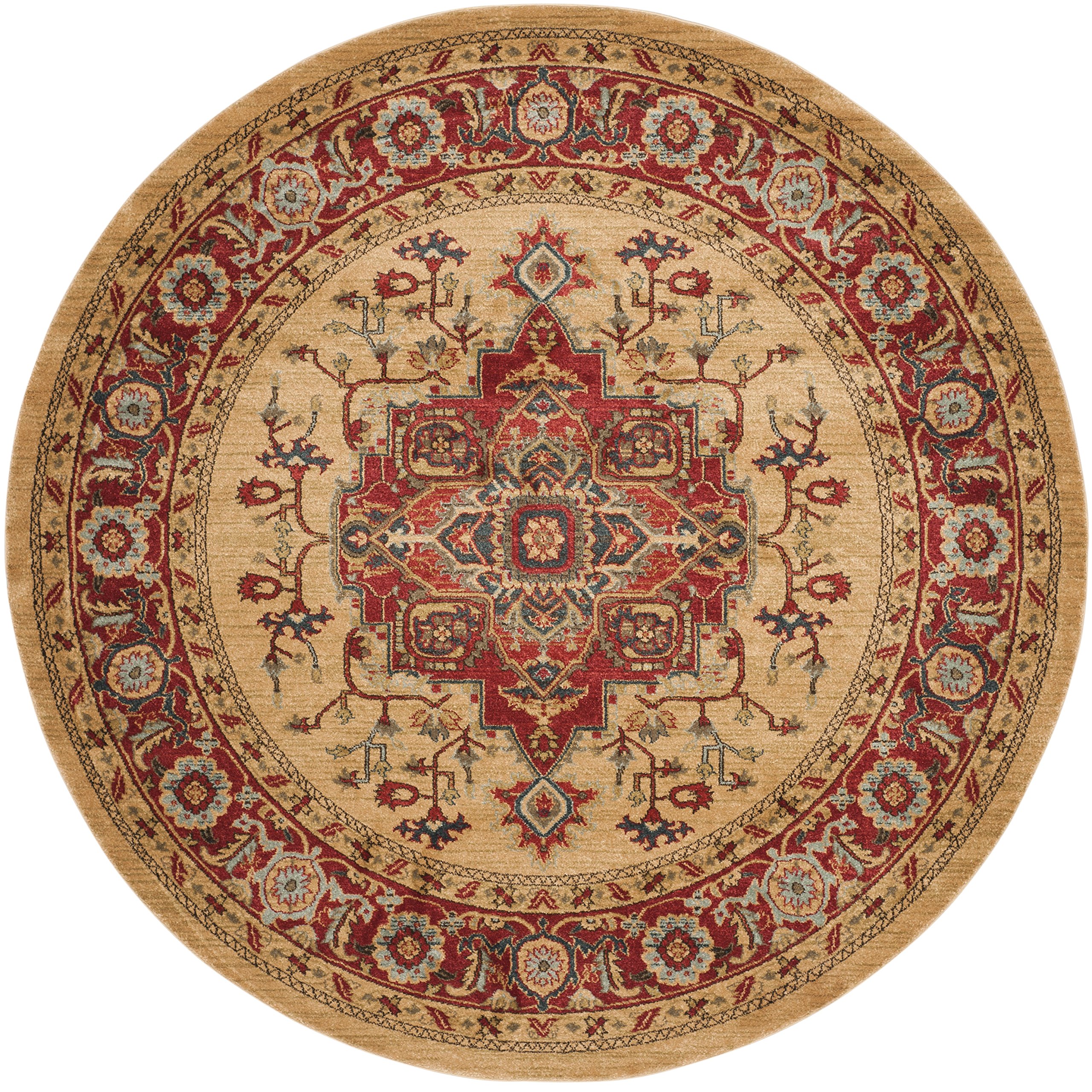 SAFAVIEH Mahal Collection 11' Round Red/Natural Oriental Rug MAH698A - Non-Shedding Traditional Area Rug for Dining Room, Living Room, Bedroom & Entryway | Perfect for Home Decor & High Traffic Areas