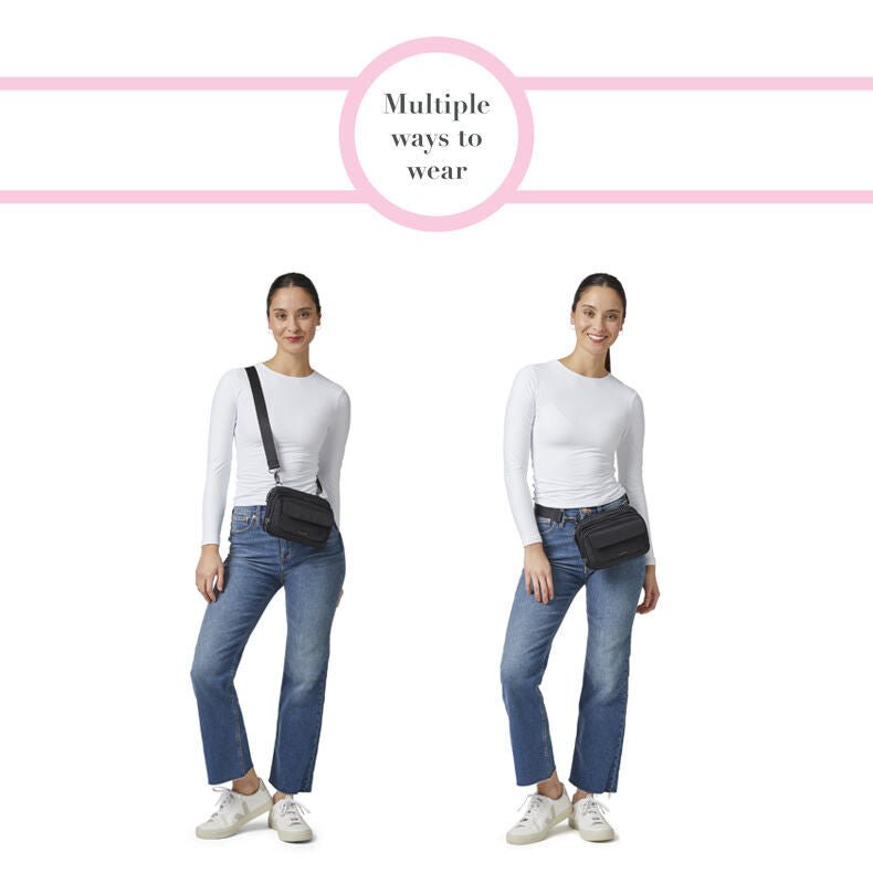 Baggallini Modern Double Zip Crossbody Bag for Women - Lightweight Travel Purse with RFID Protection - Perfect for Everyday Use, Shopping & Travel