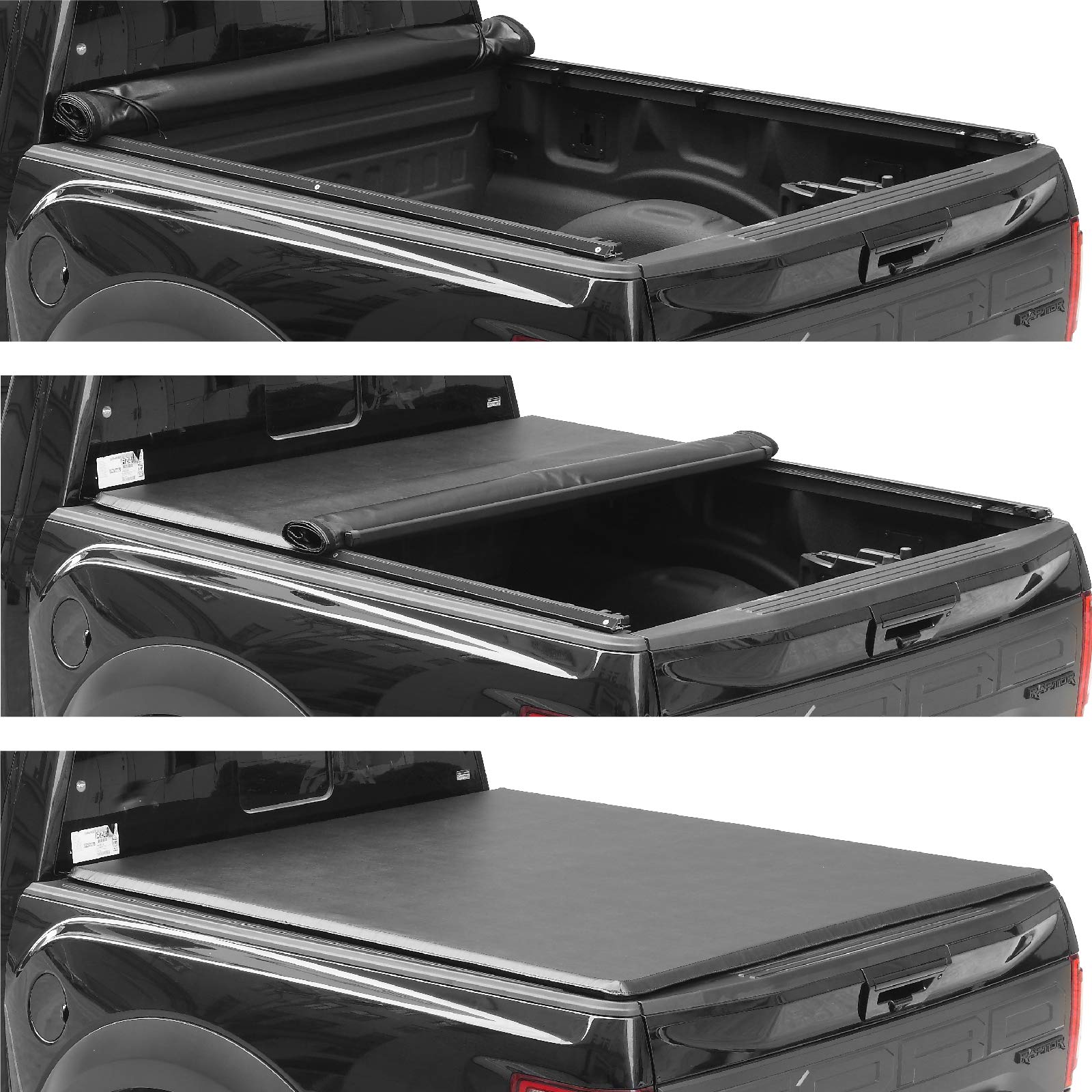 5.5ft Soft Roll Up Truck Bed Tonneau Cover for 2015-2025 Ford F-150 | Waterproof & Durable Pickup Bed Cover | Perfect for Camping, Hauling & Outdoor Adventures