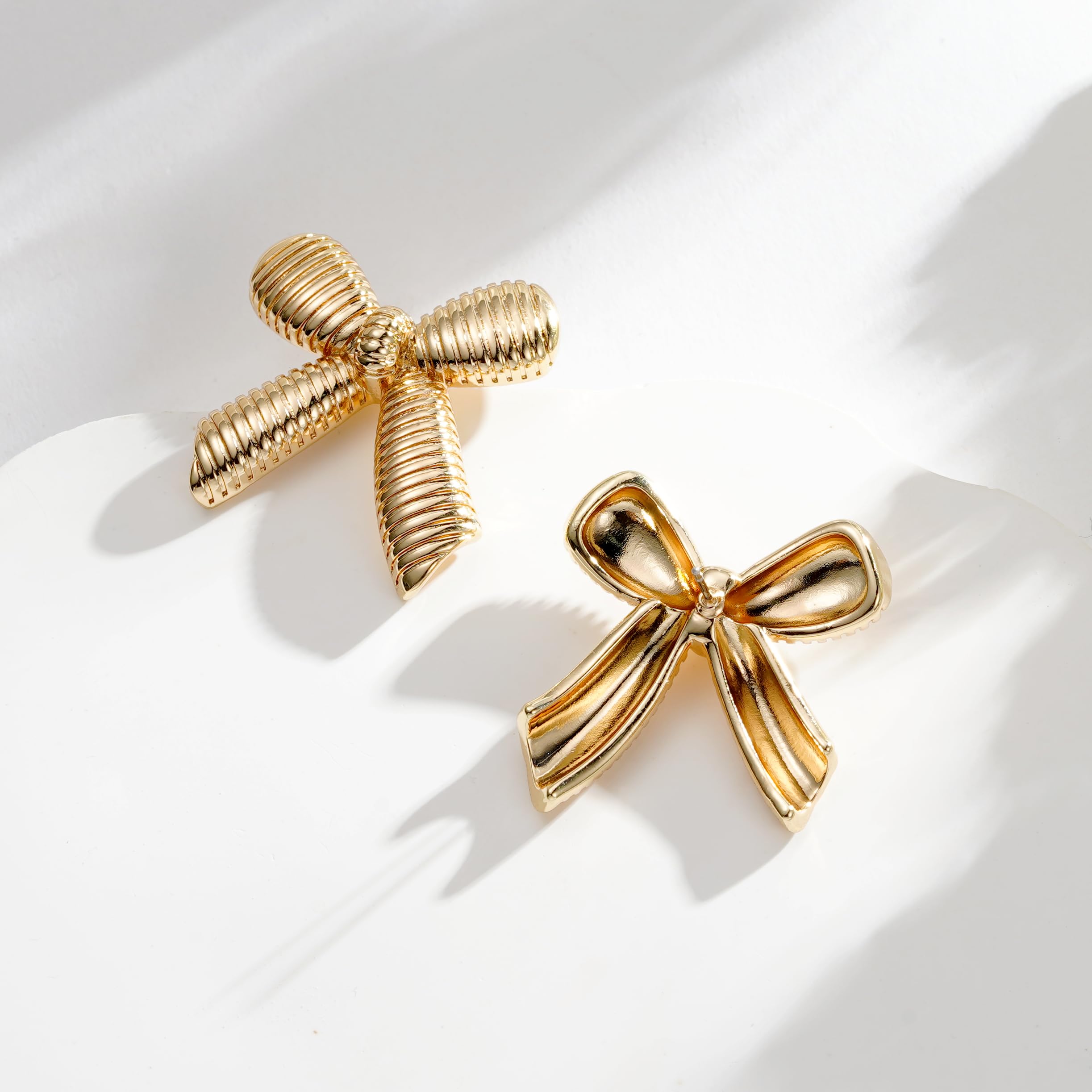 Gold Bow Earrings for Women & Girls - Trendy Bow Ribbon Stud Earrings Jewelry | Elegant Christmas Gift for Her | Perfect for Weddings, Parties & Everyday Wear