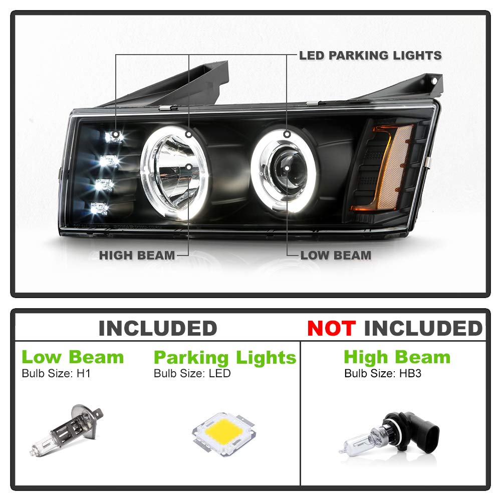 ACANII LED DRL Dual Halo Black Housing Projector Headlights for 2004-2012 Chevy Colorado & GMC Canyon - Upgrade Your Truck's Style & Night Visibility for Off-Roading & Daily Driving