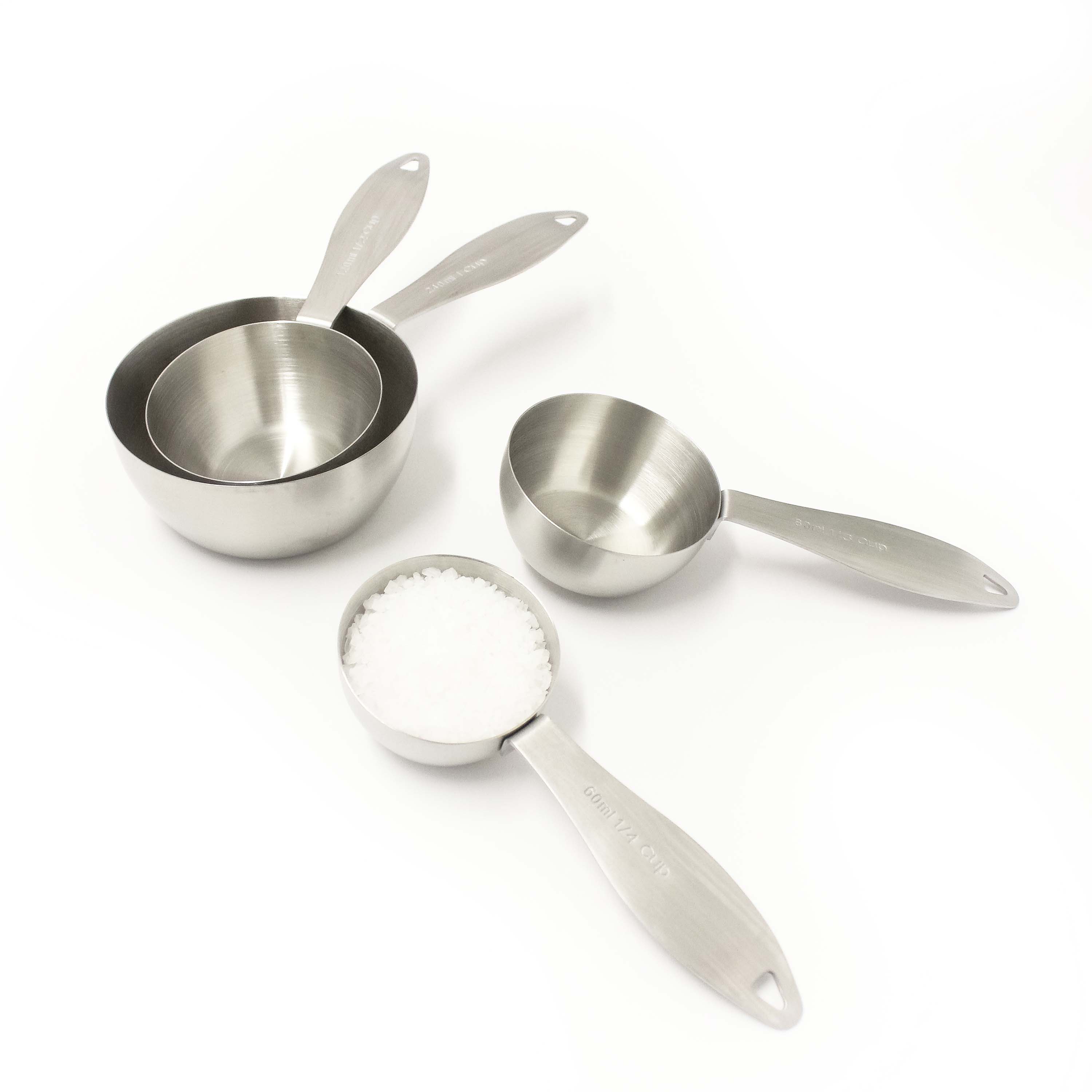 BergHOFF Premium Stainless Steel 4-Piece Measuring Cup Set - Accurate Kitchen Measuring Tools for Baking, Cooking & Meal Prep