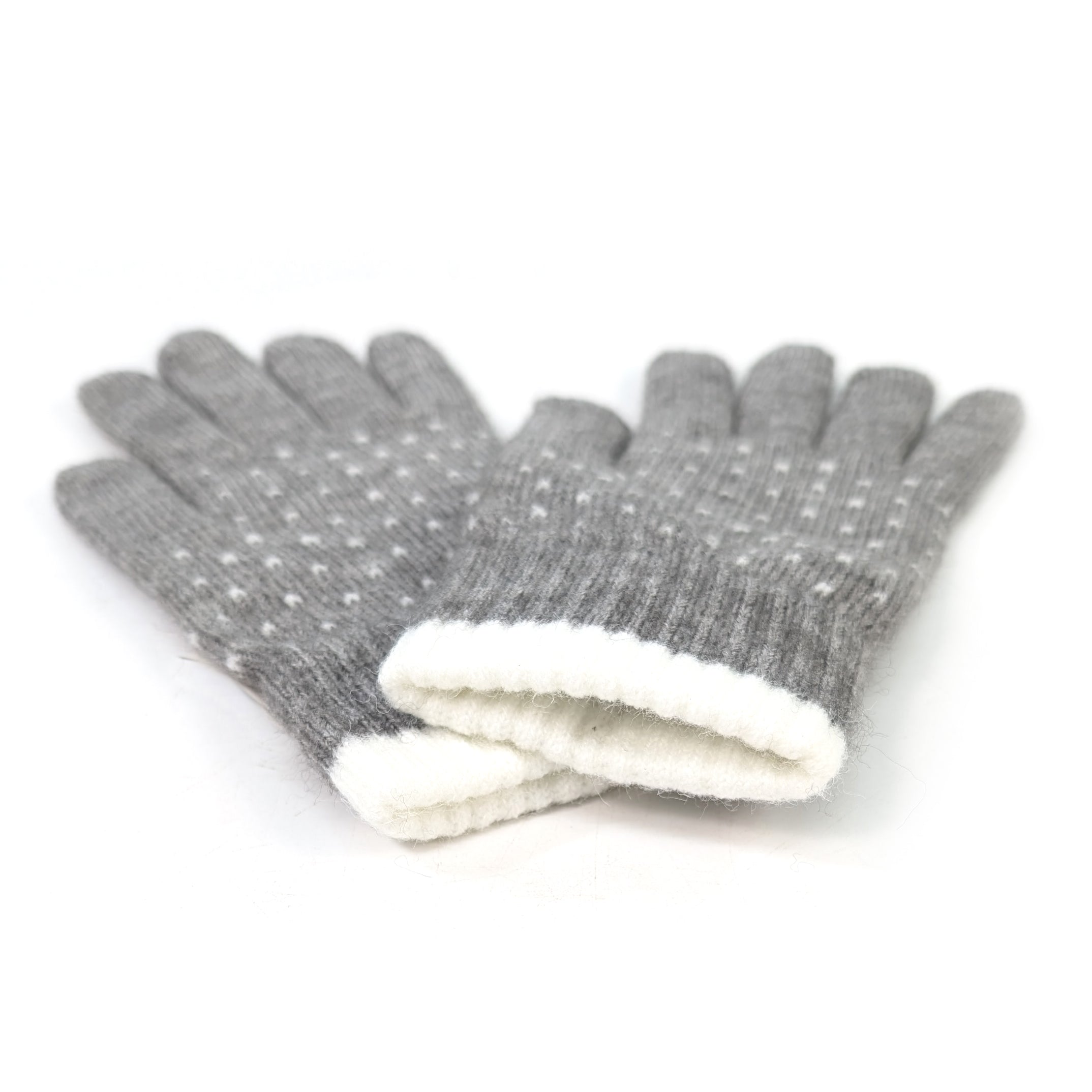 Tiny Hearts Gloves - Soft & Warm Grey Knit Gloves for Women & Girls | Perfect for Winter, Valentine's Day & Cold Weather Fashion