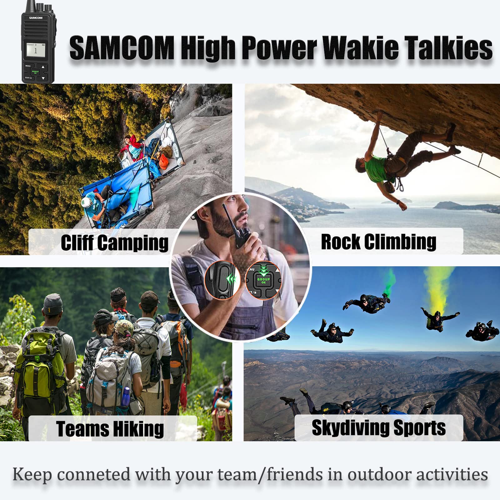 SAMCOM FPCN10A Long Range Two Way Radios - 3000mAh High Power UHF Walkie Talkies with Group Call, VOX & Programmable Features - Heavy Duty Handheld Radios for Commercial Business & Jobsite (2 Pack) - Ideal for Construction, Warehouse, Security & Outdoor Activities