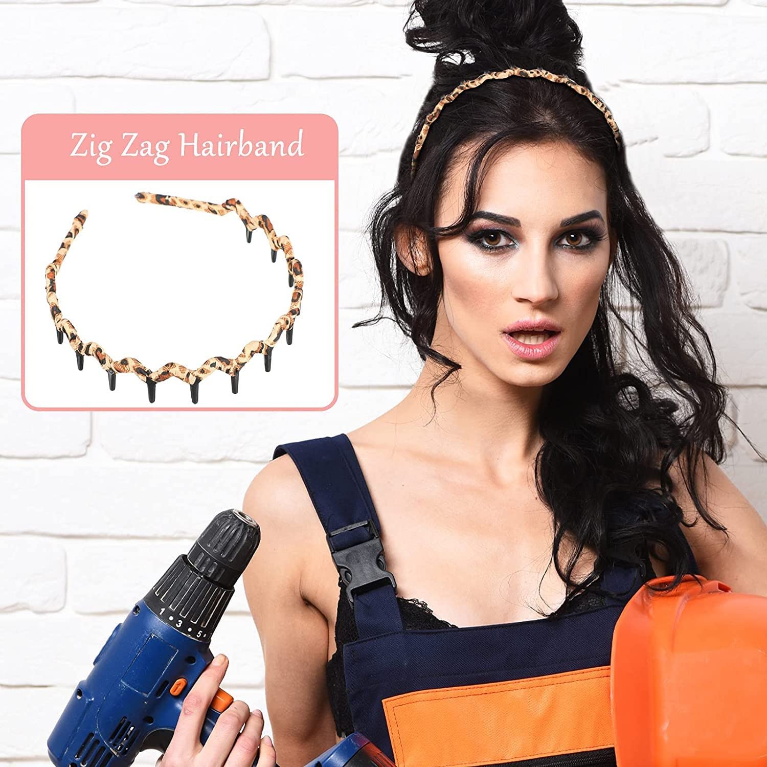 BELICIA 6-Pack Zigzag Shark Tooth Hair Comb Headbands - Wrapped Cloth Hard Hairbands with Wave Shape Design - Plastic Hair Accessories for Women & Girls (Chic Patterns) - Perfect for Parties, Weddings, and Everyday Styling