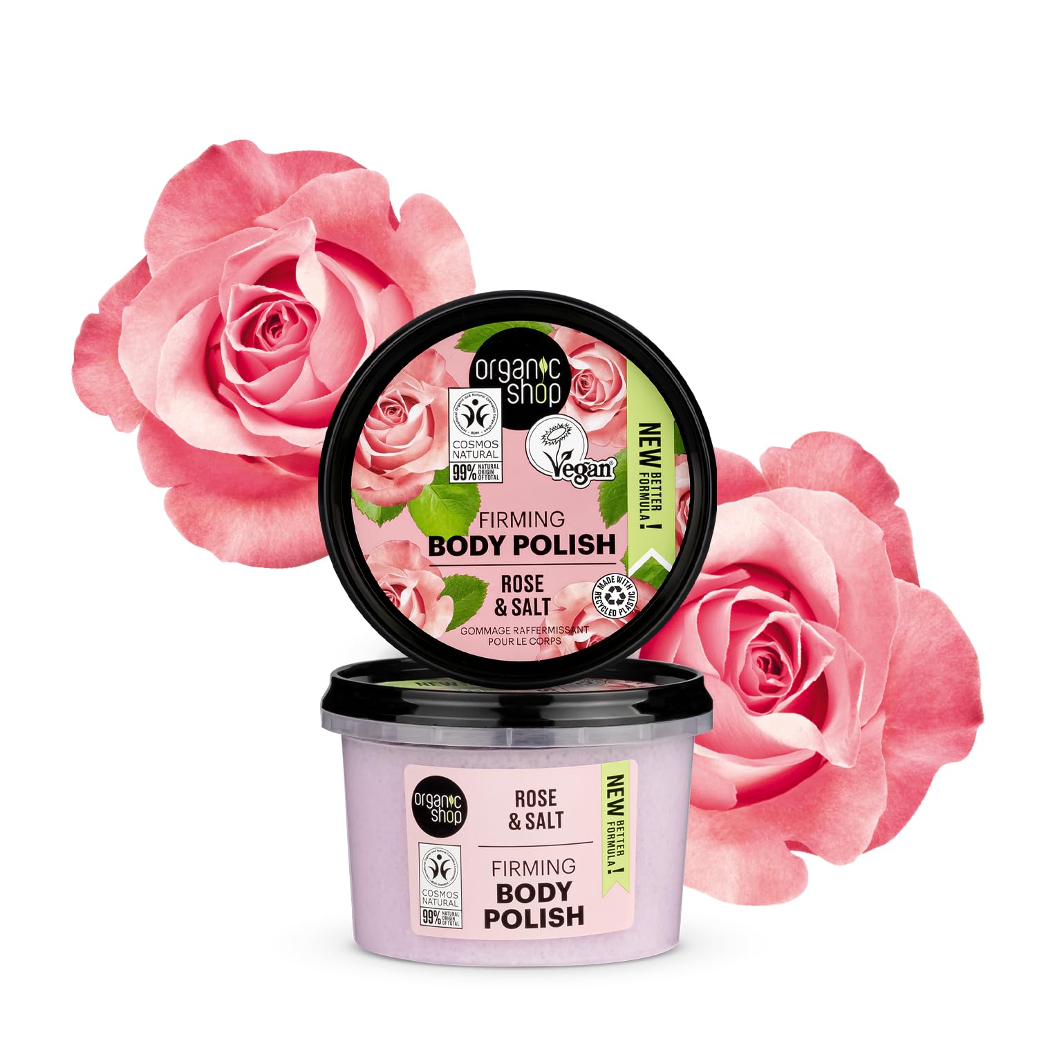 Natural Rose & Salt Body Polish Scrub - 250ml Exfoliating & Moisturizing for Smooth Skin - Perfect for Spa, Shower & Self-Care Routine