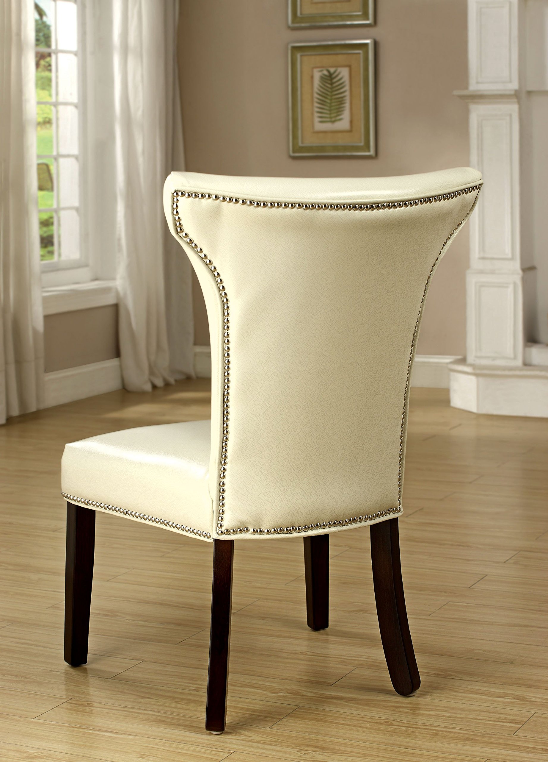 Furniture of America Eva Pewter Dining Chair - White Modern Upholstered Seat for Kitchen, Dining Room & Office - Comfortable & Stylish Home Furniture