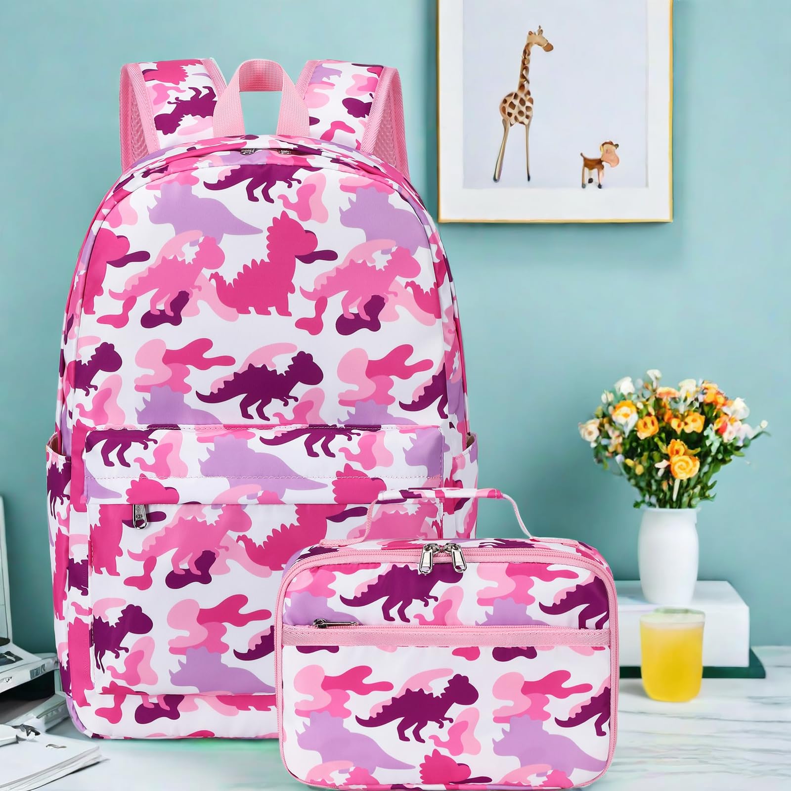 LEDAOU Kids School Backpack with Lunch Box - Waterproof Book Bag for Boys & Girls, Kindergarten & Preschool Toddler Backpack - Perfect for School, Travel & Outdoor Activities