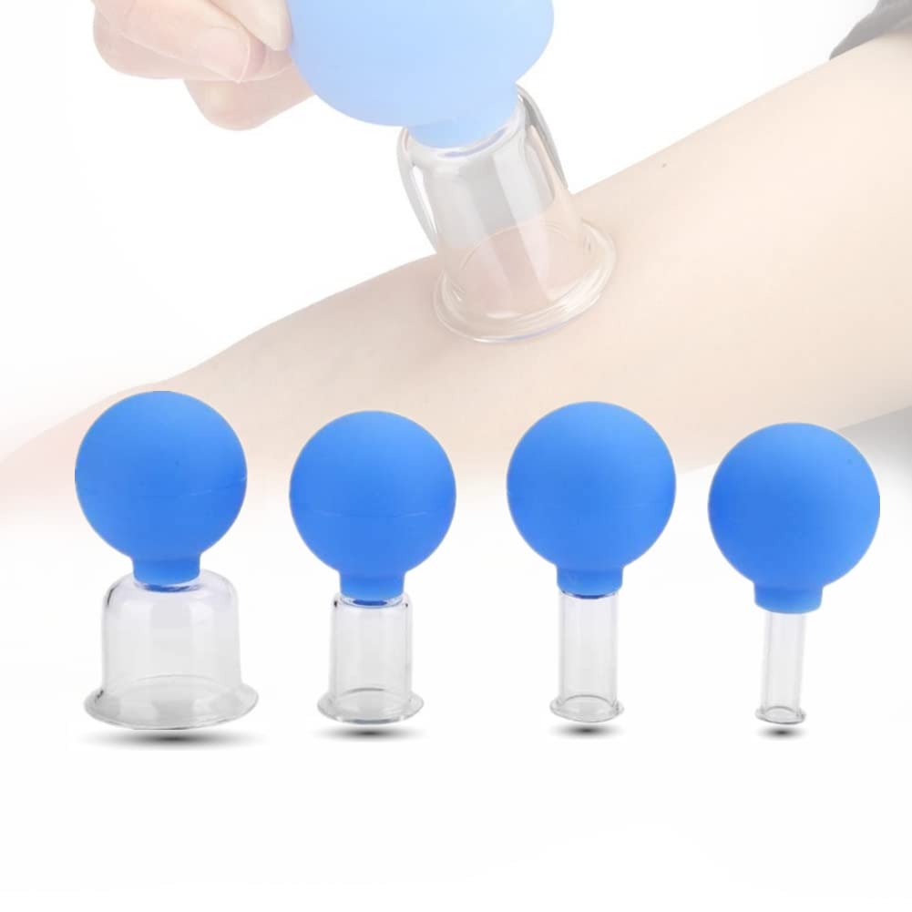 4pcs/Box Silicone & Glass Cupping Therapy Set - Acupuncture Massage Vacuum Cups for Pain Relief & Muscle Relaxation - Perfect for Home Spa, Physical Therapy & Wellness Treatments