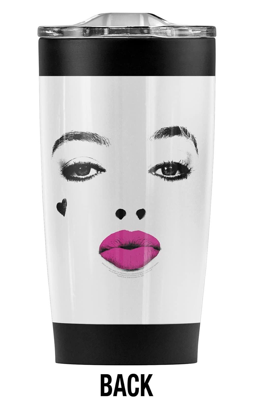 Logovision Birds of Prey Harley Quinn Kiss Stainless Steel Tumbler 20oz - Vacuum Insulated Double Wall Coffee Travel Mug with Leakproof Sliding Lid | Keeps Hot & Cold Beverages Perfect Temperature | Ideal for Office, Gym, Camping & Road Trips