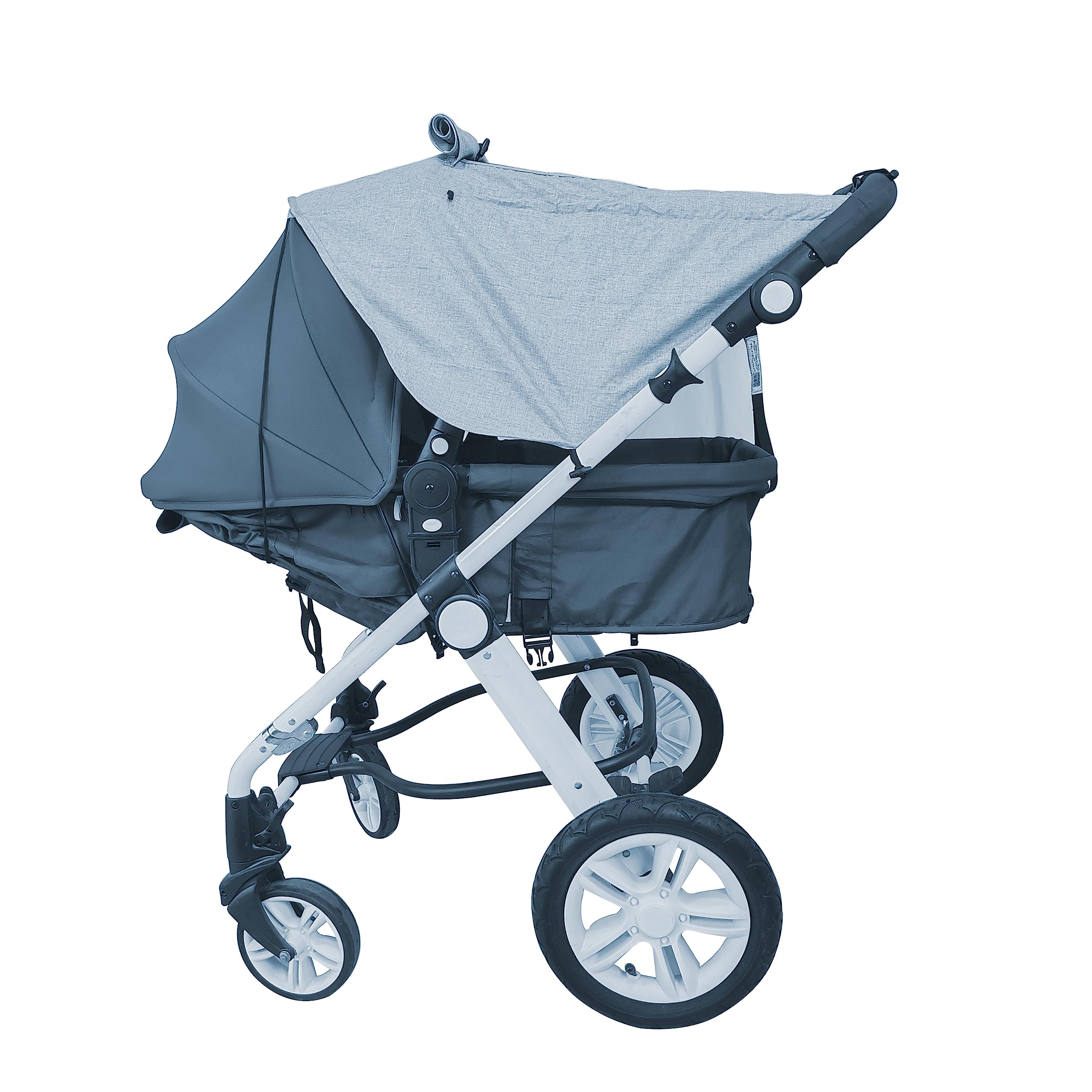 Universal Baby Stroller Sun Shade Cover - Blackout UV Protection for 0-6 Months Infants, Windproof Sun Visor for Bassinet & Stroller (Gray) - Perfect for Outdoor Walks, Park Visits & Beach Trips