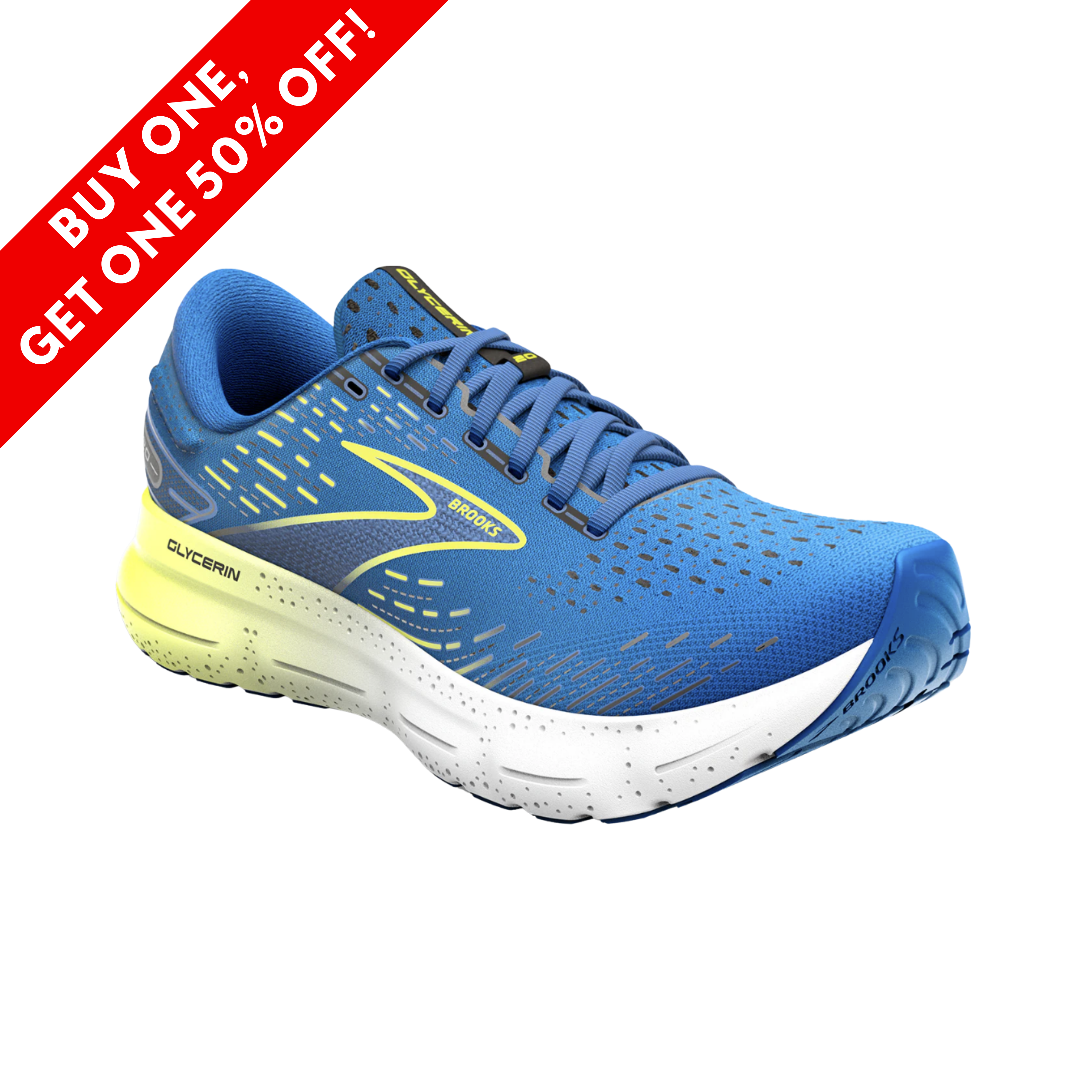 Men's Glycerin 20 Running Shoes - Blue/Nightlife/White (D Width) | Lightweight Cushioned Sneakers for Jogging, Gym & Everyday Wear