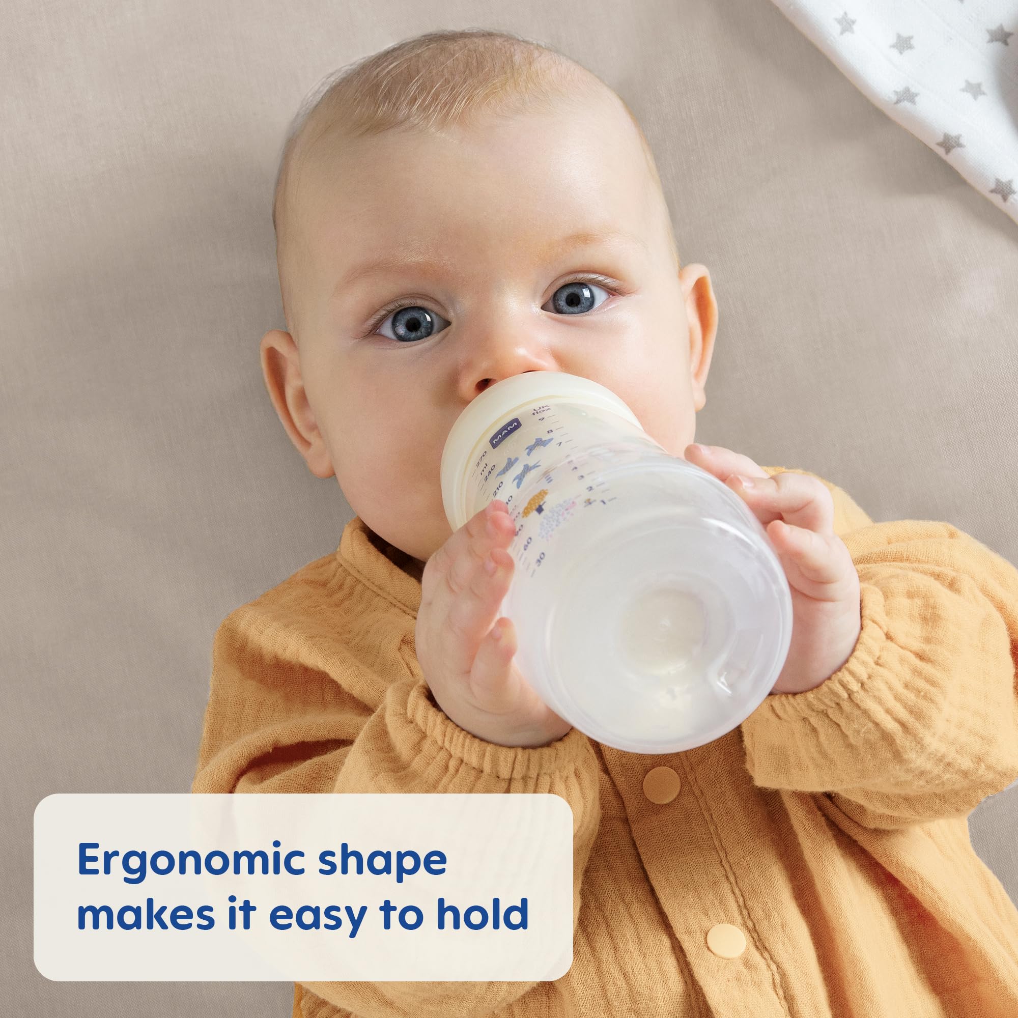 MAM Easy Active Baby Bottles 11oz - Fast Flow Skinsoft Silicone Nipple, Wide Neck Ergonomic Design for Easy Grip - BPA-Free, Leak-Proof Baby Bottles for Infants 4+ Months - Perfect for Feeding, Travel & Daycare Use