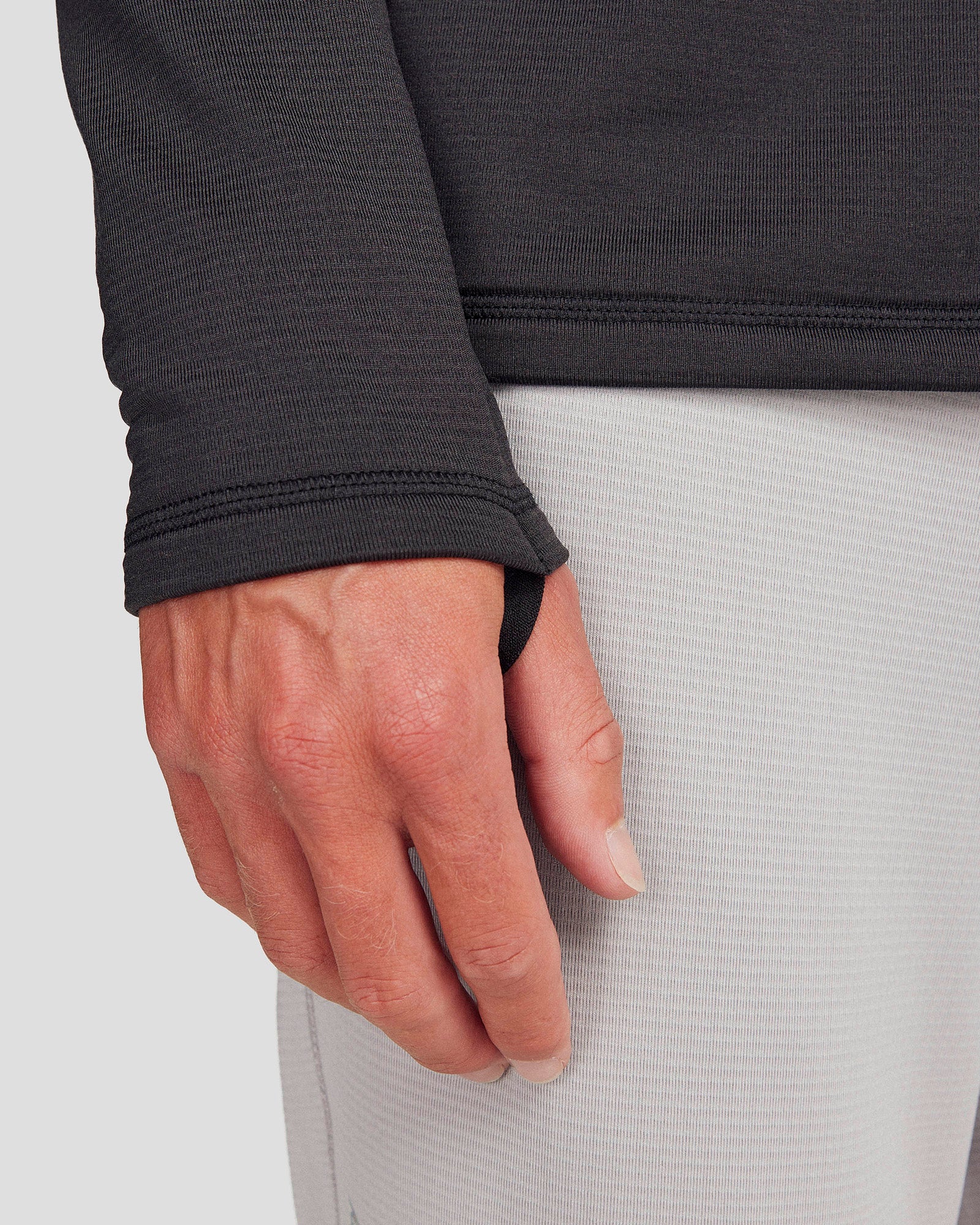 Men's Seeker Fleece Long Sleeve Thermal Shirt - Black Stingray Color - Warm & Comfortable Base Layer for Hiking, Camping & Outdoor Activities