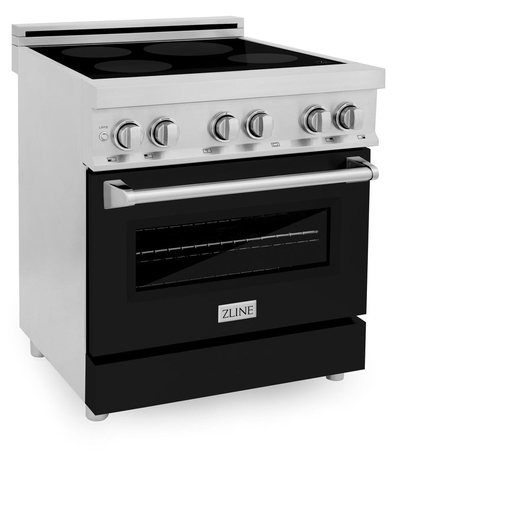 ZLINE 30 Inch 4.0 Cu. Ft. Stainless Steel Induction Range with 4-Element Cooktop & Electric Oven - Black Matte Door (RAIND BLM 30) - Perfect for Modern Kitchens, Home Chefs & Professional Cooking