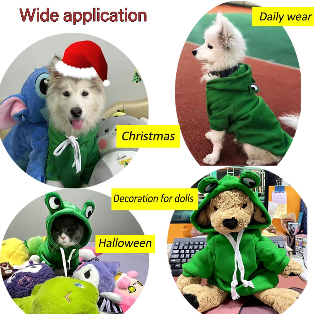 Funny Happy Dog Hoodies - Winter Hooded Puppy Sweatshirt Coat for Small Dogs (Girl & Boy) - Halloween Frog Costume for Chihuahua, Pomeranian, Yorkie & Kittens - Green X-Large - Perfect for Cold Weather & Costume Parties