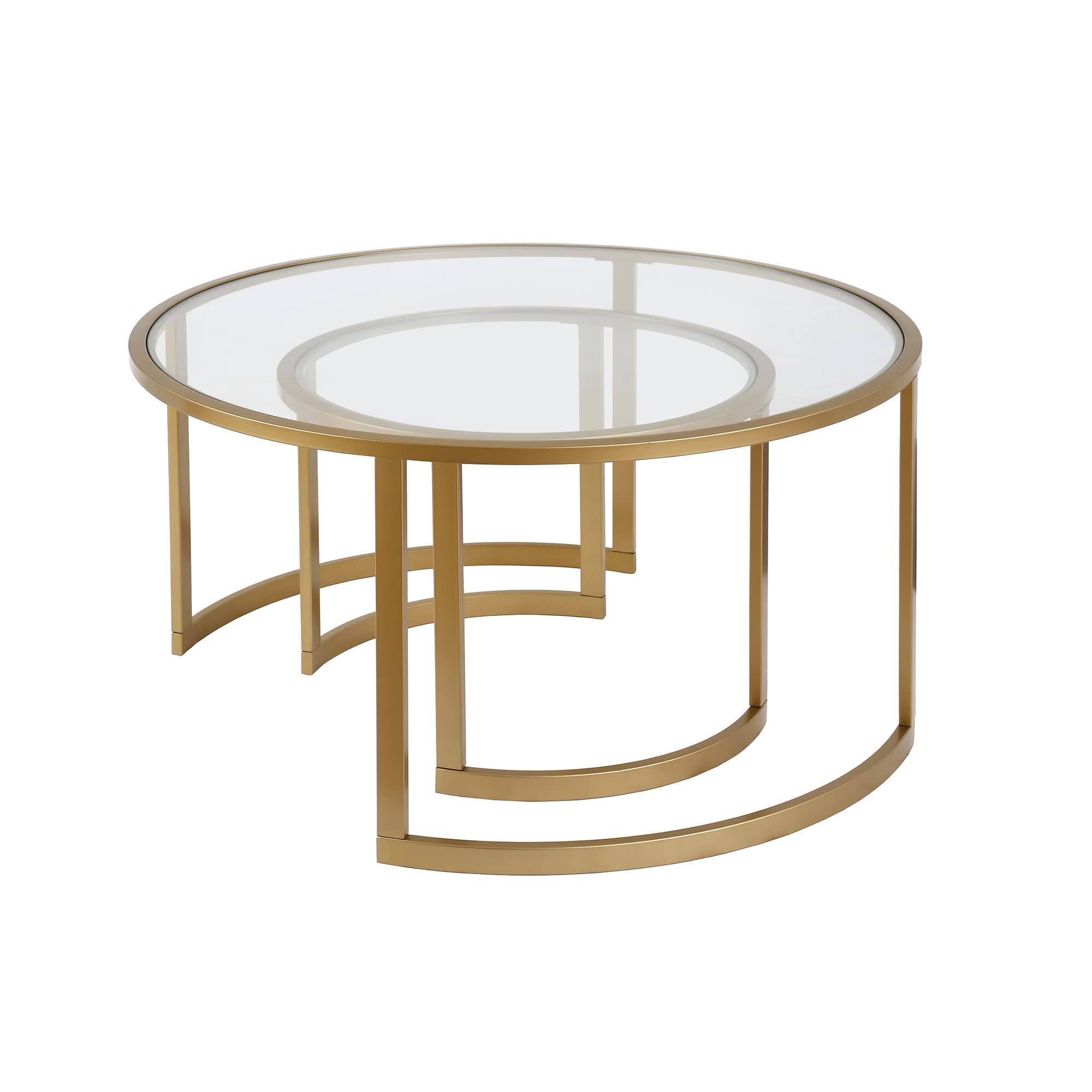Stylish Mitera Round Nested Coffee Table in Brass - Perfect for Living Room, Lounge & Modern Home Decor