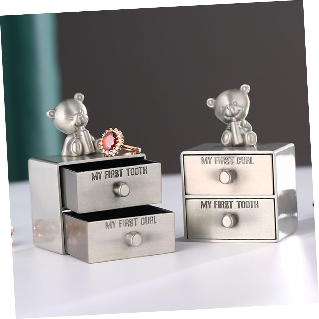 Baby Tooth Keepsake Box - Metal Jewelry Storage for Newborn Teeth & Small Trinkets | Perfect First Tooth Memory Gift