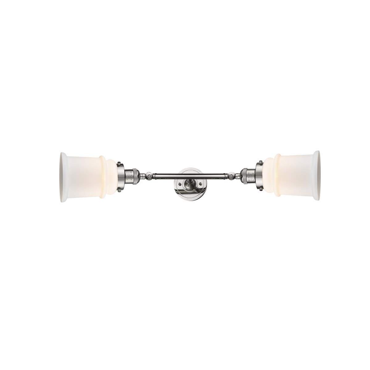 Polished Nickel Bathroom Vanity Light - 6 Inch Wide Matte White Glass with Steel/Cast Brass Base - LED 2 Light Fixture for Modern Bathroom & Powder Room Lighting