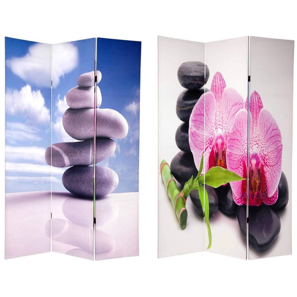 6 ft. Tall Red Lantern Double Sided Zen Room Divider - 71