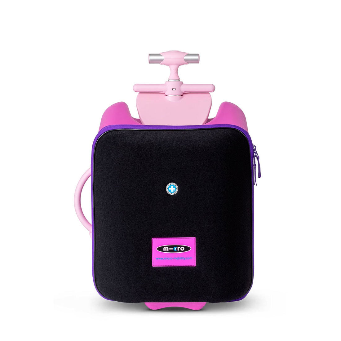 Micro Ride On Luggage Eazy Violet - Kids Travel Suitcase with Wheels & Handle for Airports, Vacations & School Trips