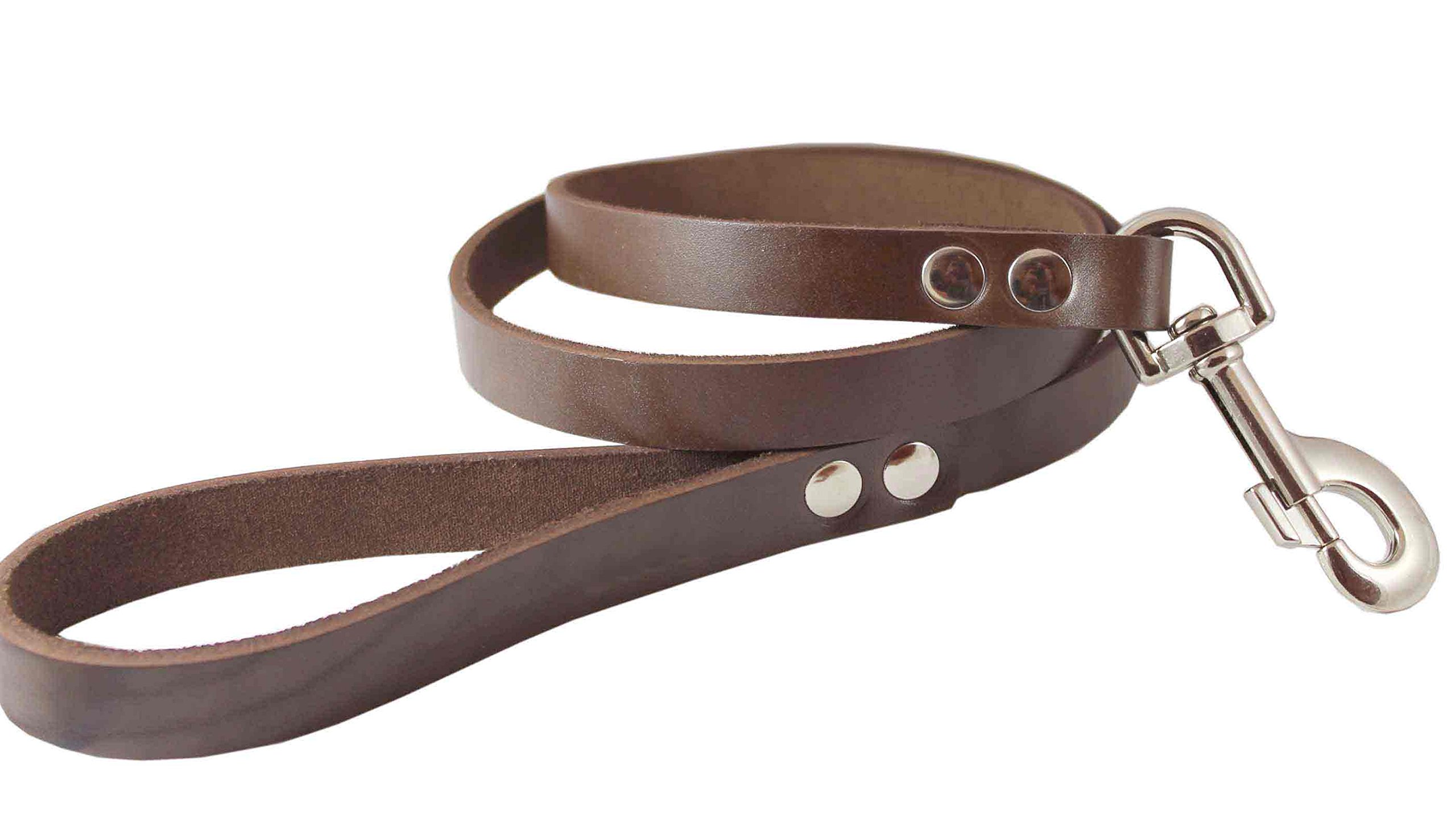 4' Genuine Leather Dog Leash - 3/4