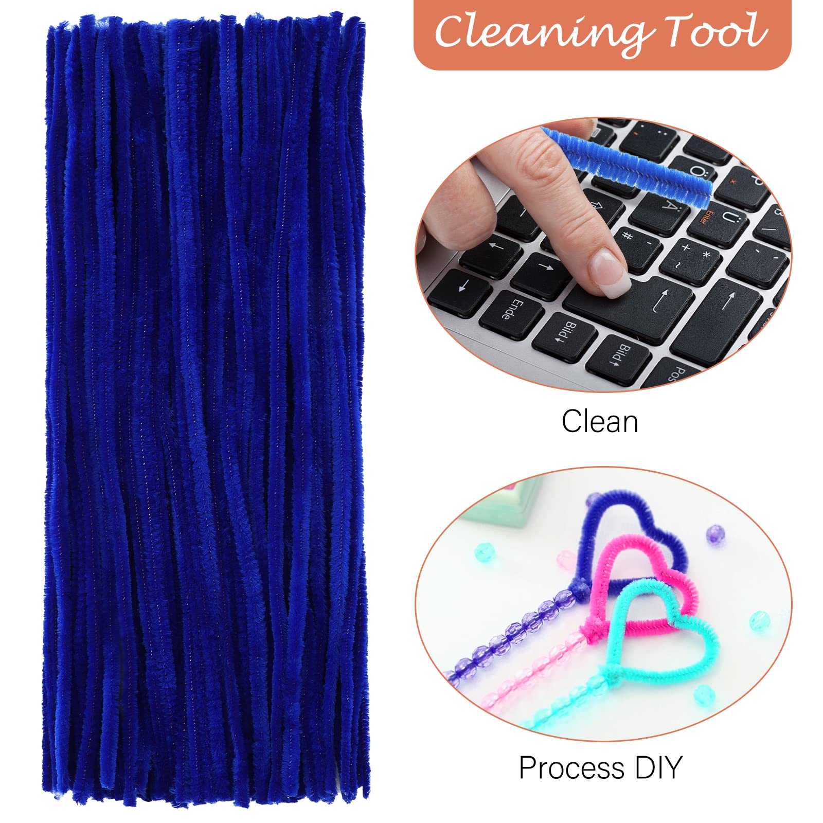 FirstKitchen Navy Blue Pipe Cleaners 100pcs - 0.23x12 Inch Chenille Stems for DIY Arts, Crafts, School Projects, STEM Activities & Cleaning Supplies