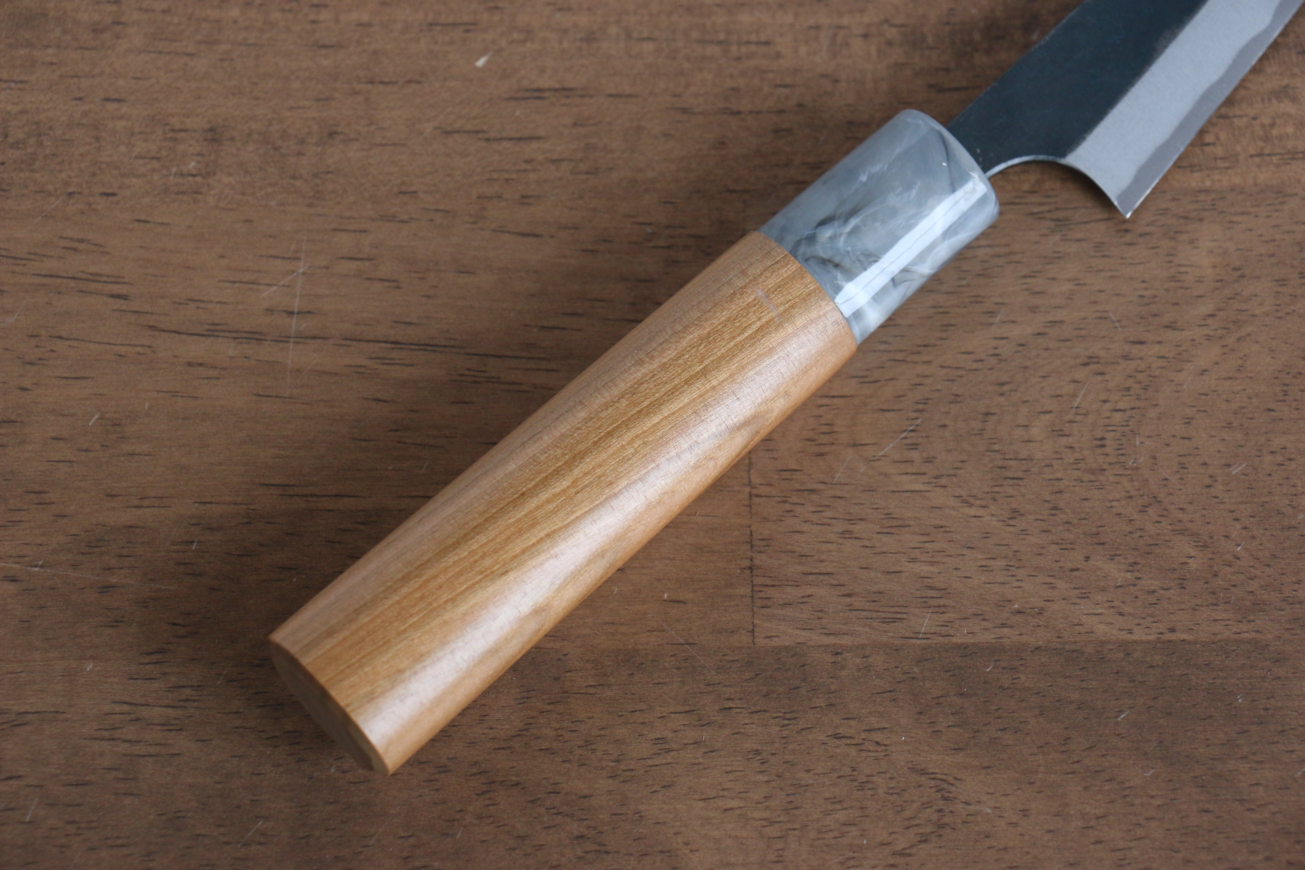 Masakage Mizu Blue Steel No.2 Petty Knife 80mm - Japanese Utility Knife with Black Finish & American Cherry Wood Handle - Perfect for Slicing, Peeling, and Precision Cutting in Professional Kitchens & Home Cooking