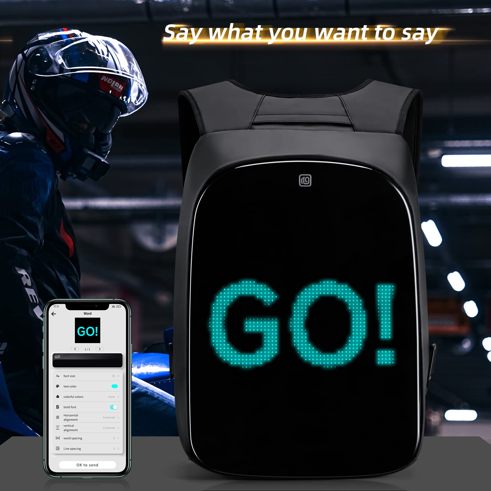 Gelrova LED Motorcycle Helmet Backpack - 17