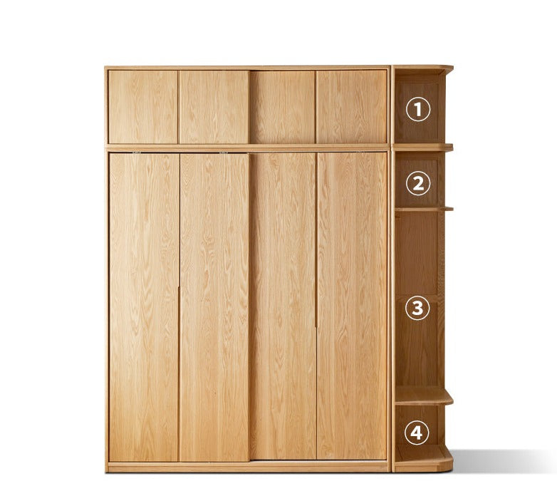 Solid Oak Wood Sliding Door Wardrobe - Durable & Stylish Closet Storage for Bedroom, Living Room, and Office Organization