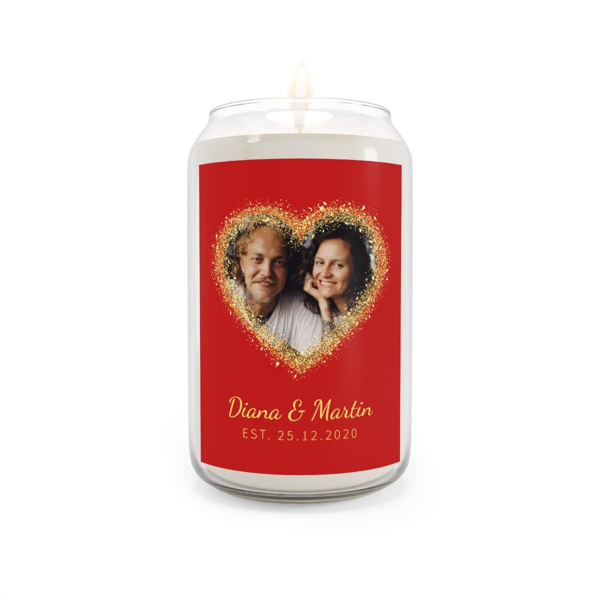 Custom Photo Scented Candle with Personalization - Vanilla Bean Scented Wax Jar Candle for Valentine's Day Gift (13.75oz) - Perfect Romantic Gift for Girlfriend, Boyfriend, Wife or Husband - Ideal for Anniversaries, Birthdays & Home Decor