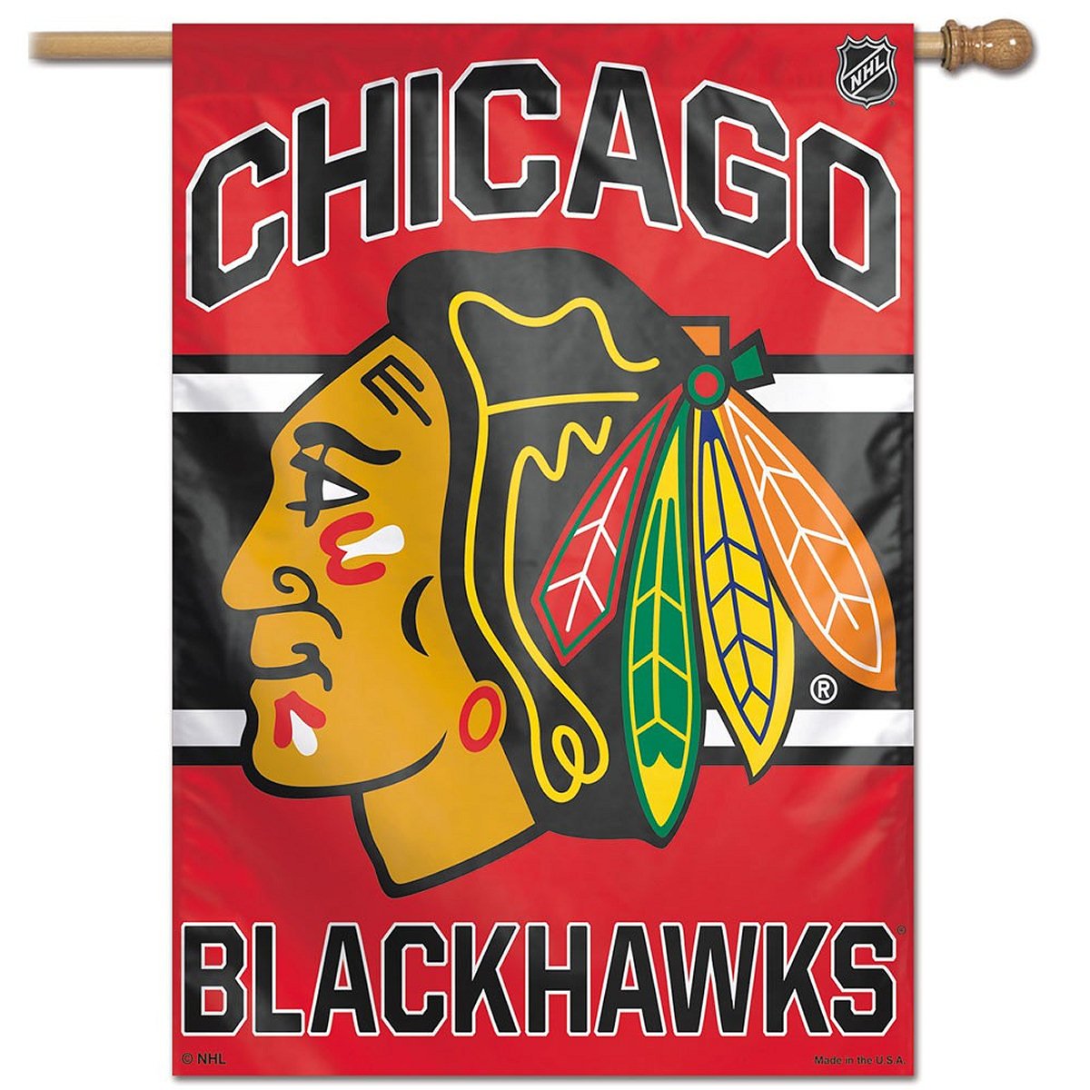 Chicago Blackhawks Banner House Flag - Officially Licensed NHL Team Flag for Outdoor & Indoor Decor - Perfect for Game Day, Tailgating, and Sports Fan Gifts