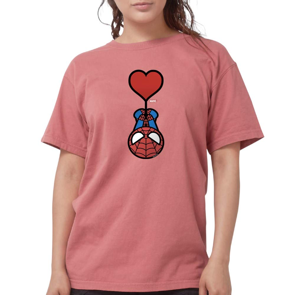 Spider-Man Heart Print Women's Comfort Colors T-Shirt - Soft & Stylish Marvel Graphic Tee for Casual Wear & Superhero Fans