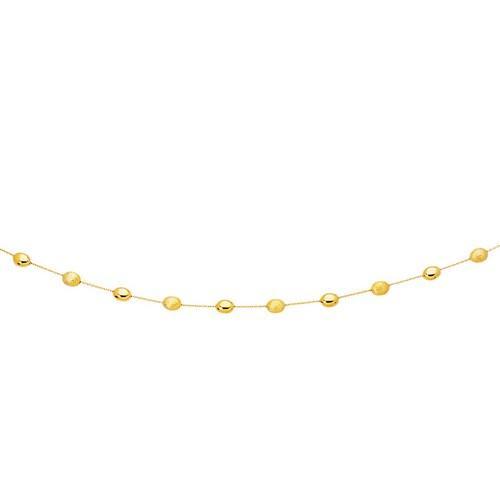 14K Yellow Gold Necklace with Polished & Textured Pebble Stations - 17