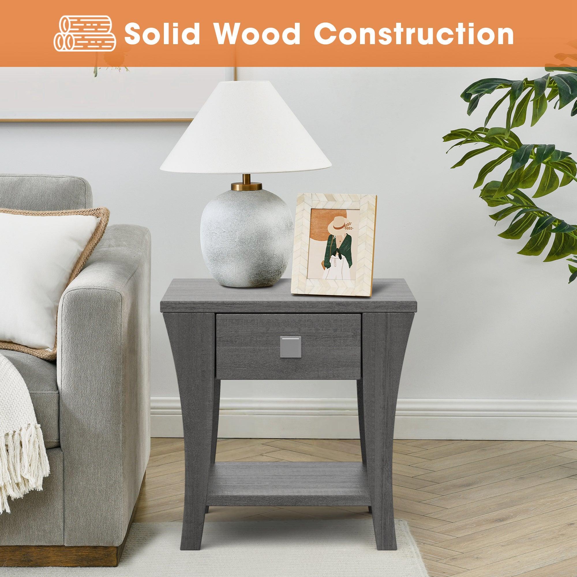 Furniture of America Amity End Table - Modern Gray Side Table for Living Room, Bedroom, or Office - Perfect for Lamps, Books, and Decor