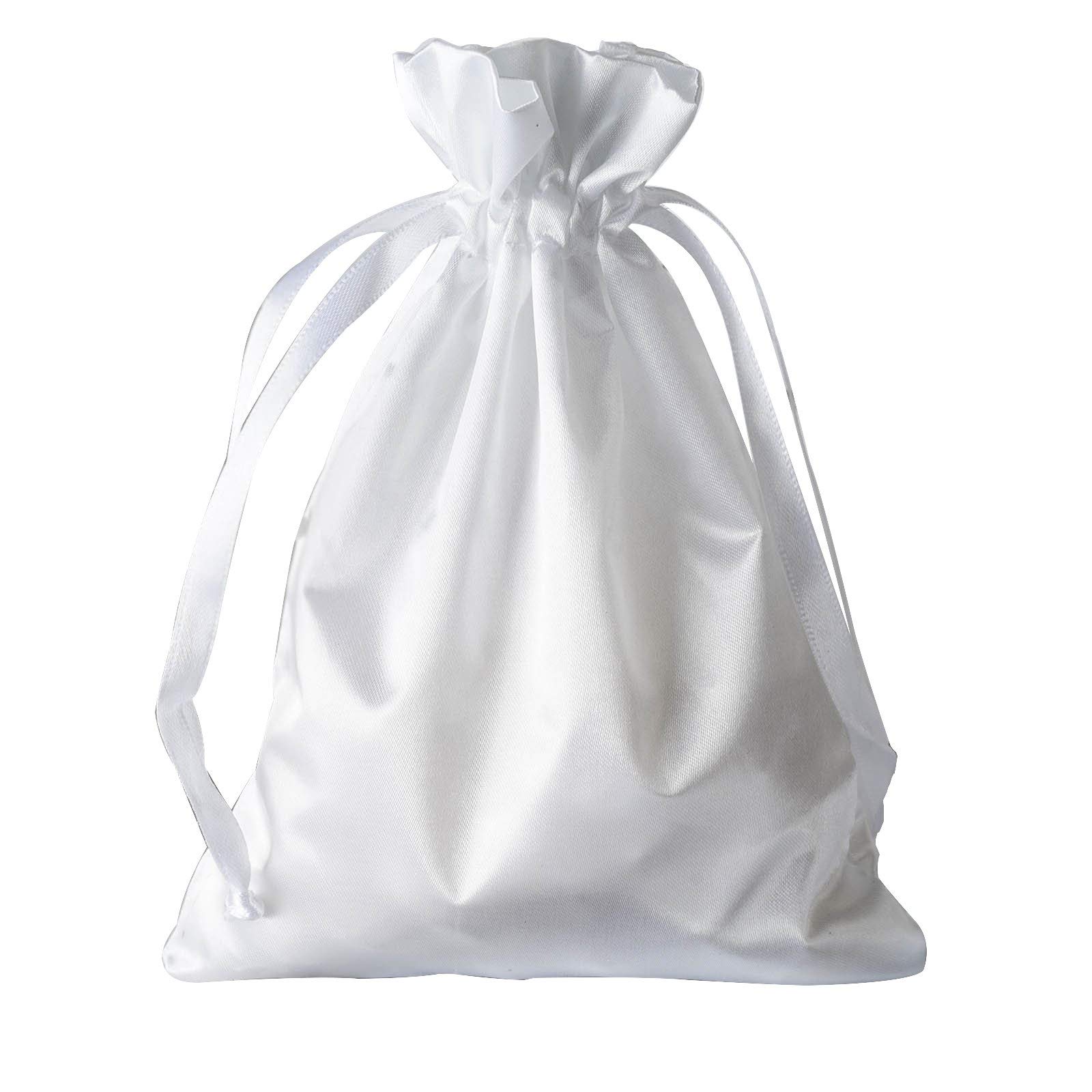 60 Pcs 5x7 Inch White Satin Drawstring Bags - Wedding Favors, Jewelry Pouches, Party Gift Bags for Candy, Small Gifts & Keepsakes | Perfect for Bridal Showers, Baby Showers & Special Events