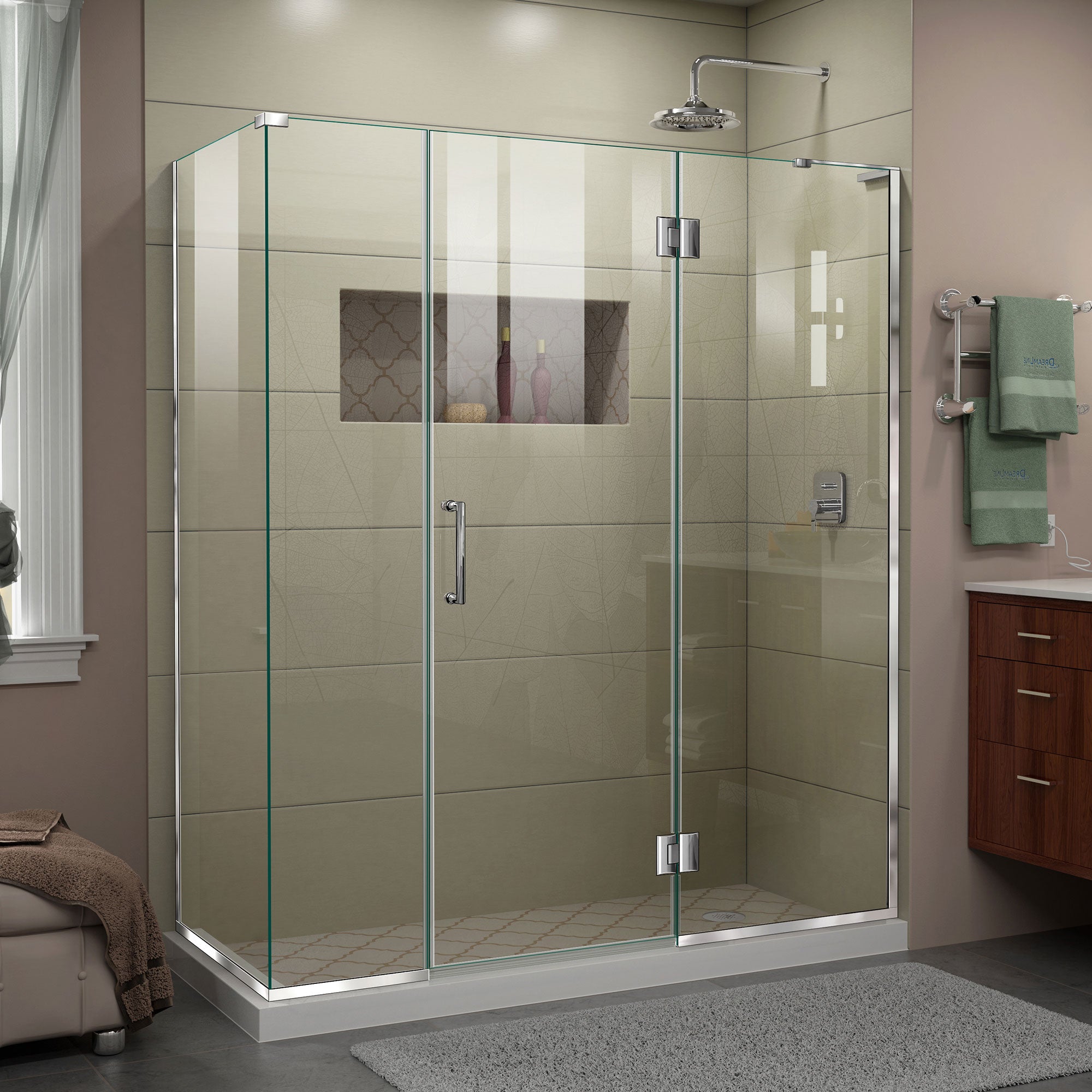 DreamLine Unidoor X 64 in. W x 30 3/8 in. D x 72 in. H Frameless Hinged Shower Enclosure