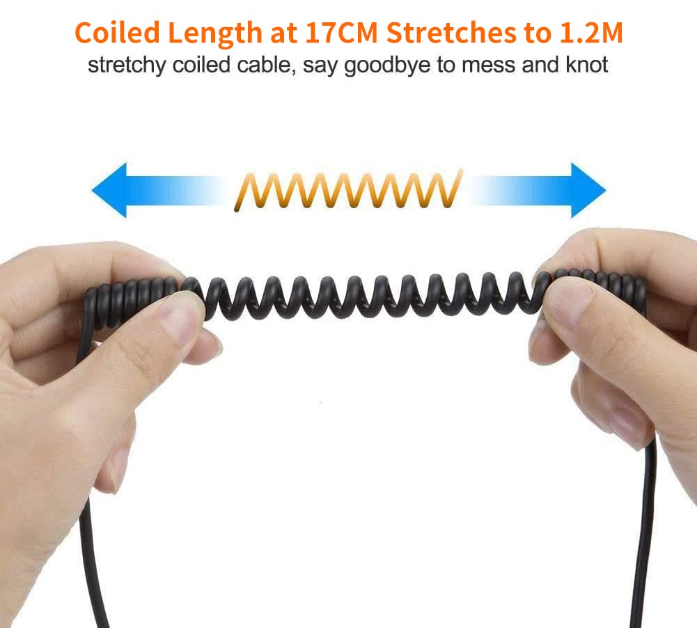 Coiled USB to Micro USB Cable 2.0 (0.56-4ft) - for Android, Tablet & Car Charger - Space Gray
