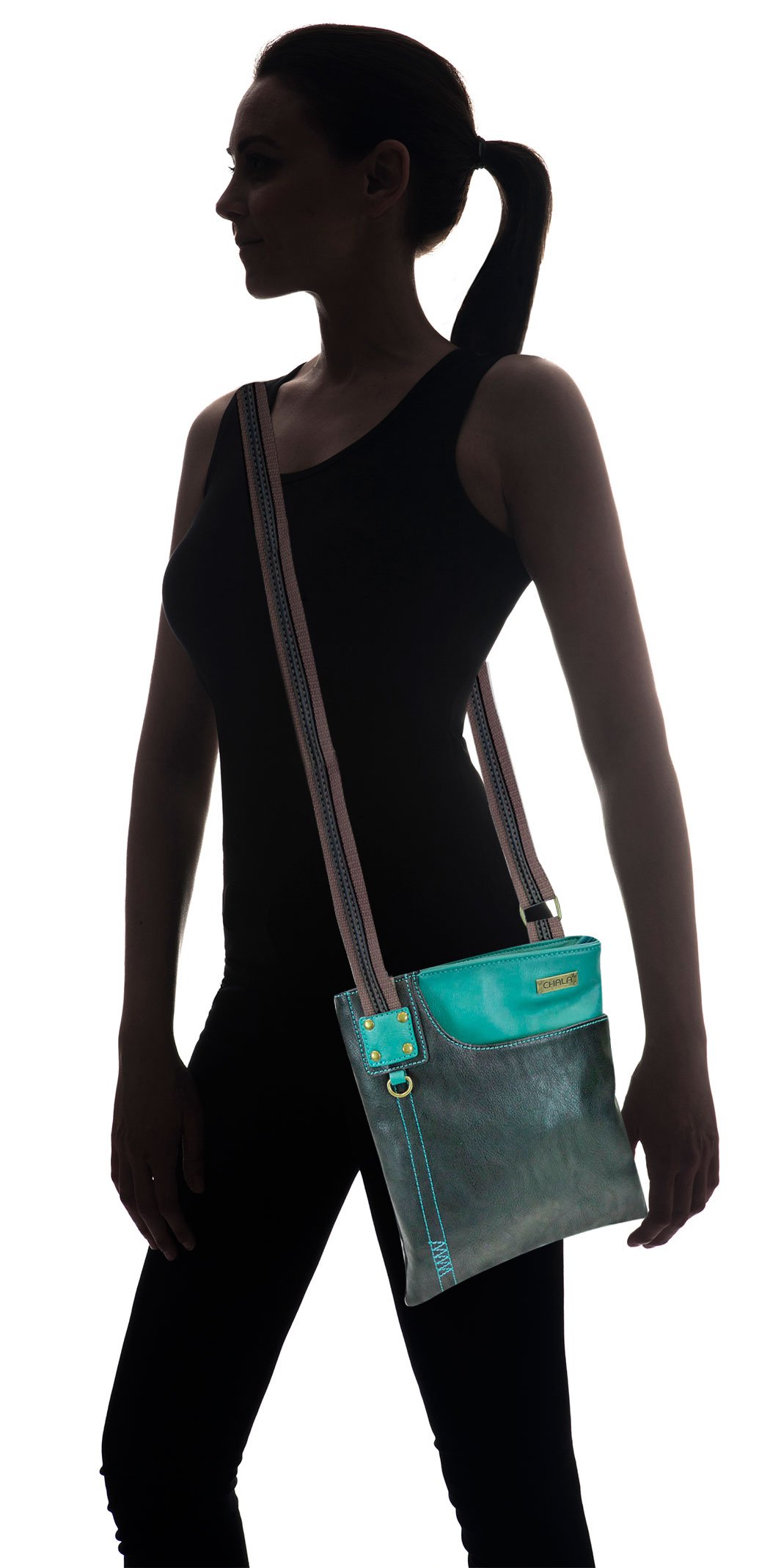 Chala SWING Pack Small Cross-Body Purse for Women - Lightweight Shoulder Bag with Metal Mini Keychain (Black Anchor) - Perfect for Travel, Shopping & Everyday Use