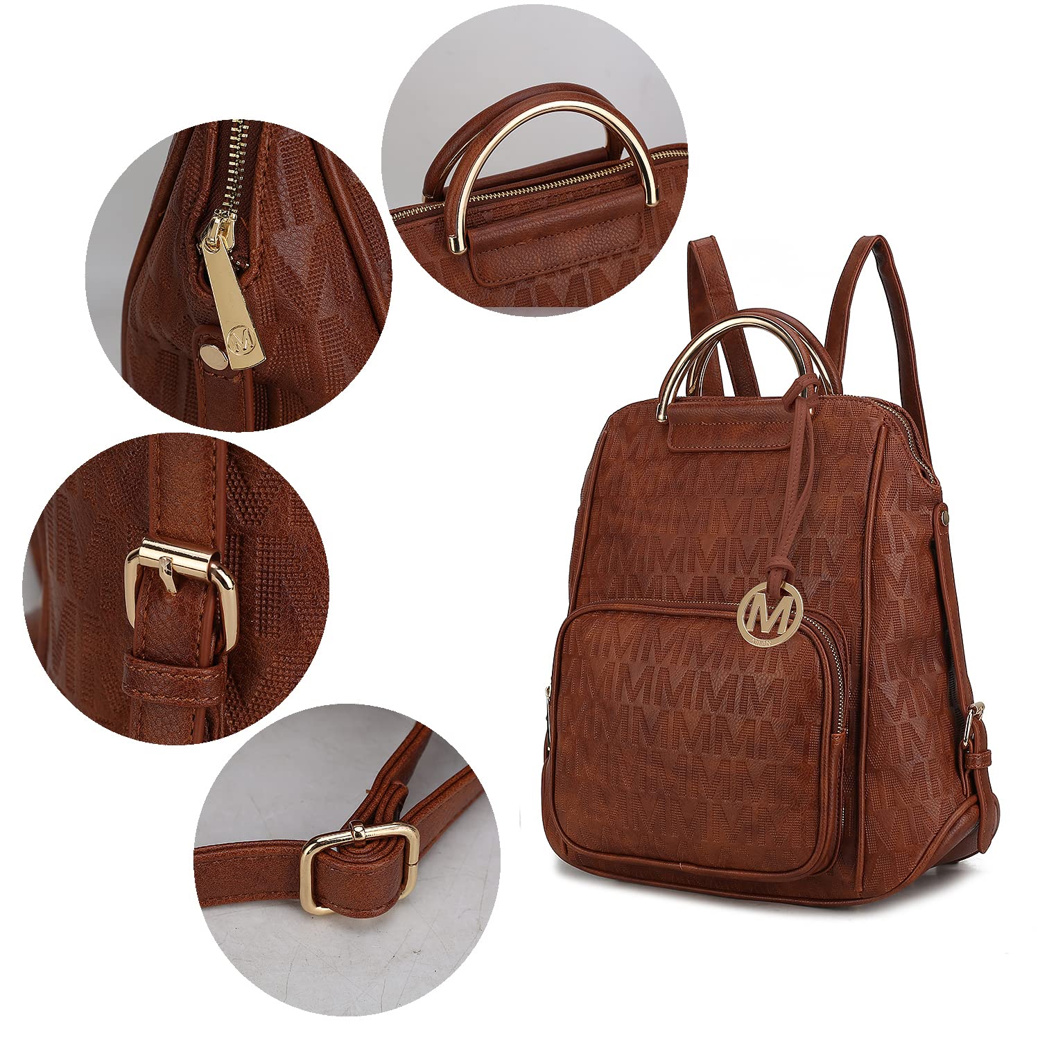 MKF Collection Signature Women's Vegan Leather Backpack - Stylish Top Handle Travel & Business Work Bag for Women | Perfect for Office, Commuting & Weekend Getaways