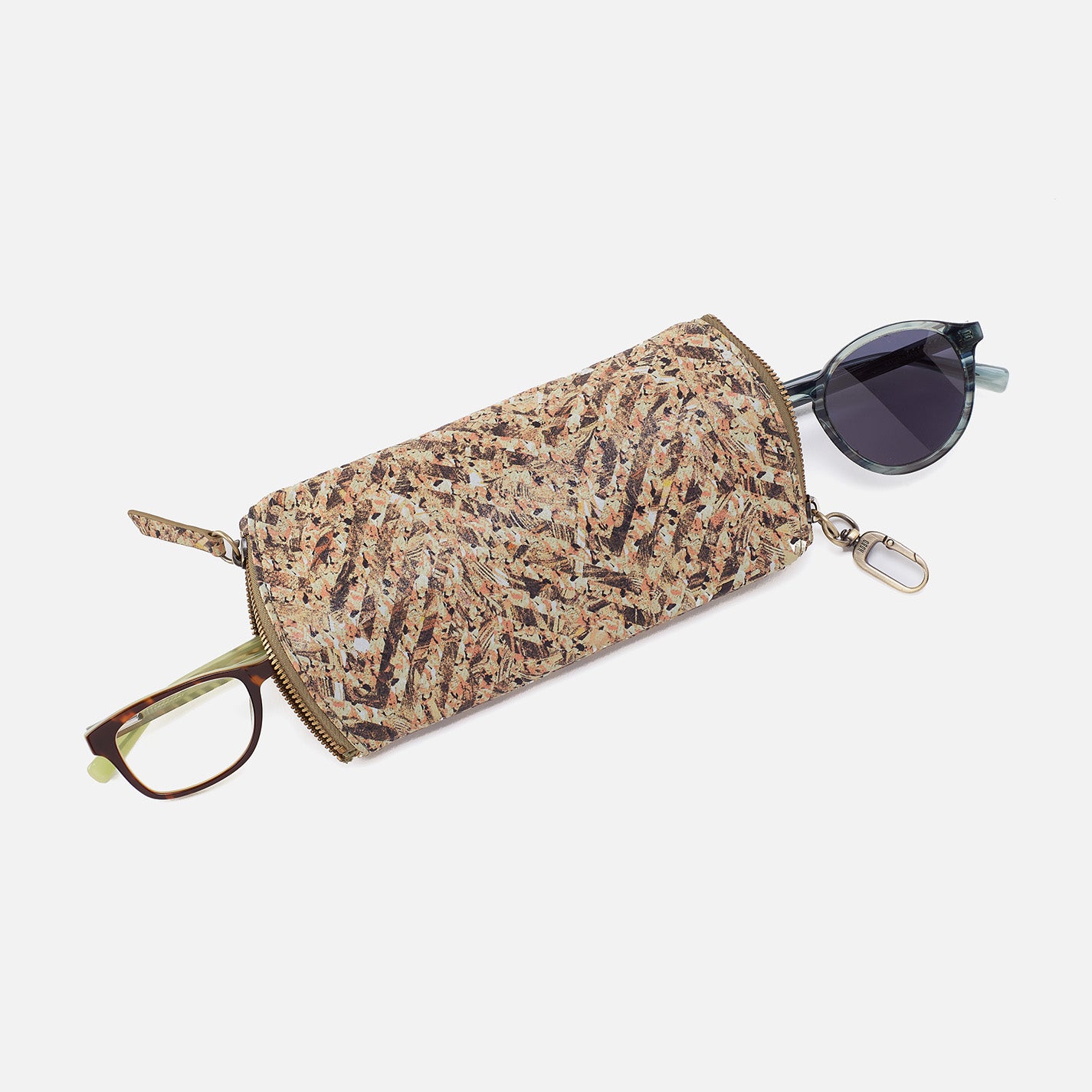 Premium Printed Leather Eyeglass Case - Neutral Mosaic Design | Durable & Stylish Glasses Holder for Travel, Work & Everyday Use