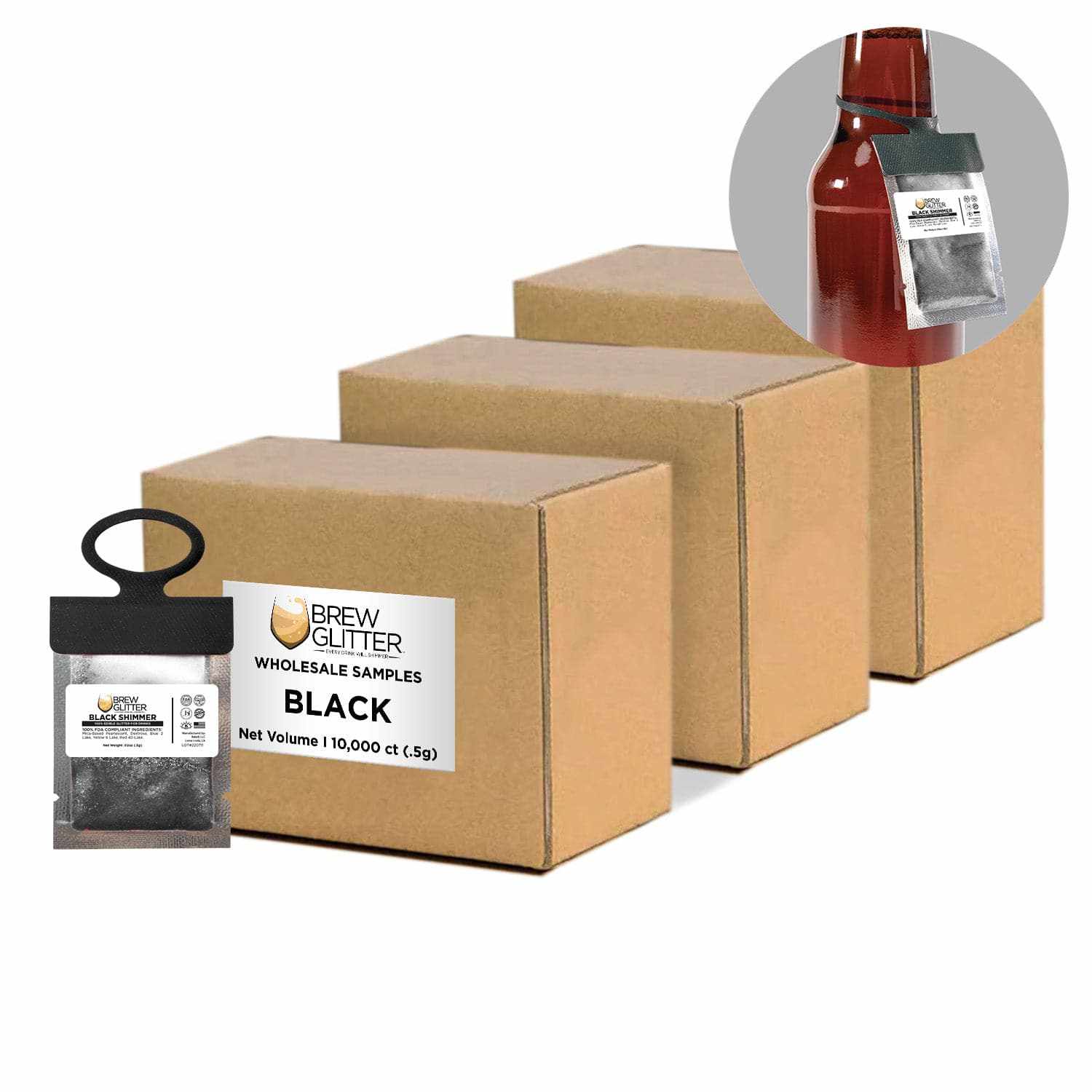 Black Brew Glitter® Necker - Bulk Wholesale Scarf for Women & Men | Perfect for Parties, Festivals, and Fashion Accessories