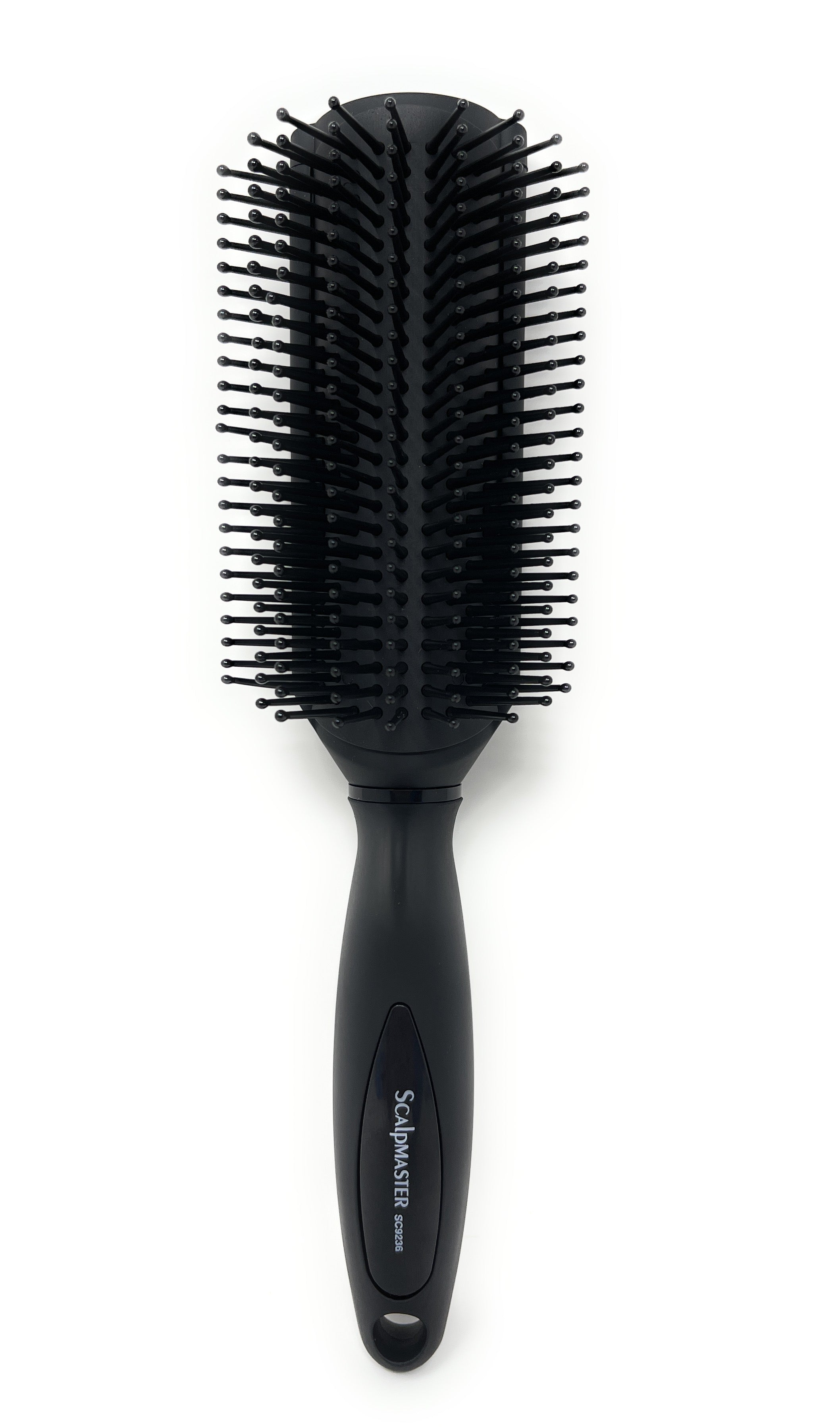 Scalpmaster Rubberized Base Hair Brush for Curly & Wavy Hair - Detangling & Styling Tool for Smooth, Frizz-Free Hair (Black, 1-Pack) - Perfect for Home & Salon Use